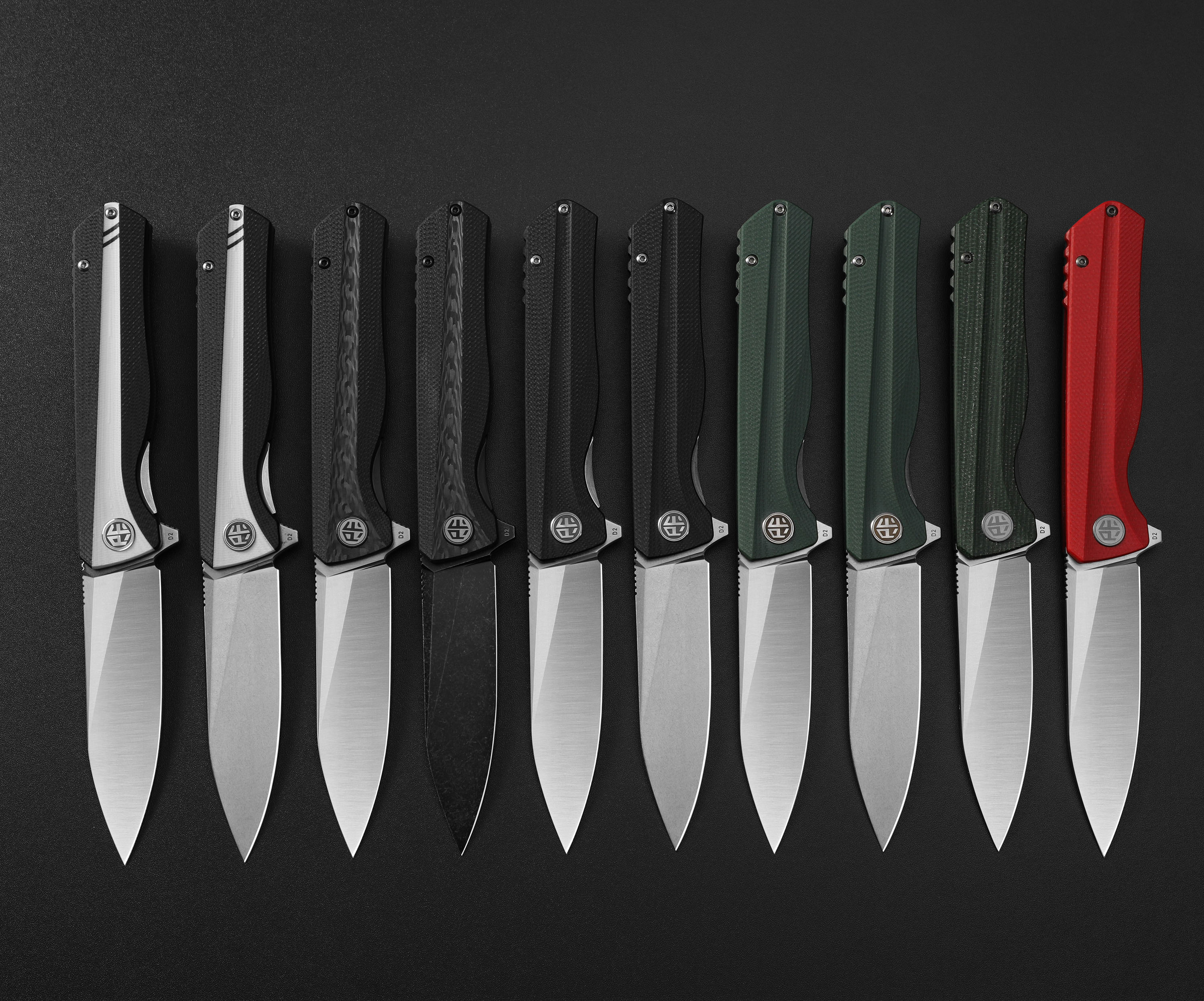 Petrified Fish PF818-Forward,3.54"D2 Steel Blade,G10/Micarta/G10+Carbon Fiber Handle, Flipper Liner lock Folding knife