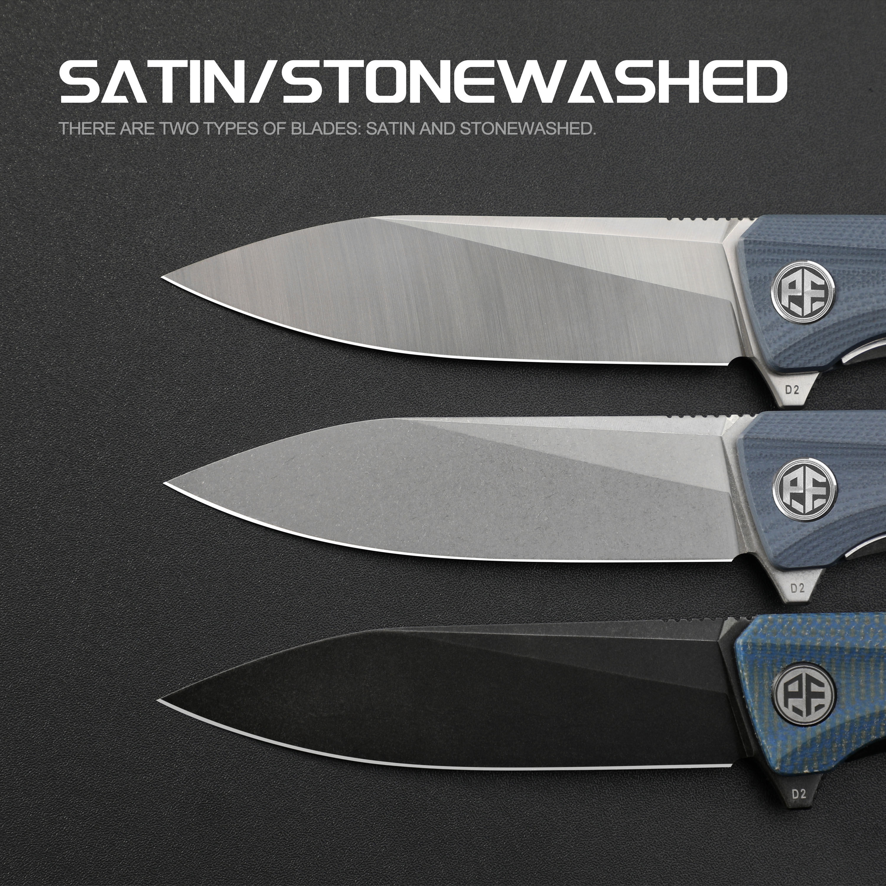 Petrified Fish PF818-Forward,3.54"D2 Steel Blade,G10/Micarta/G10+Carbon Fiber Handle, Flipper Liner lock Folding knife