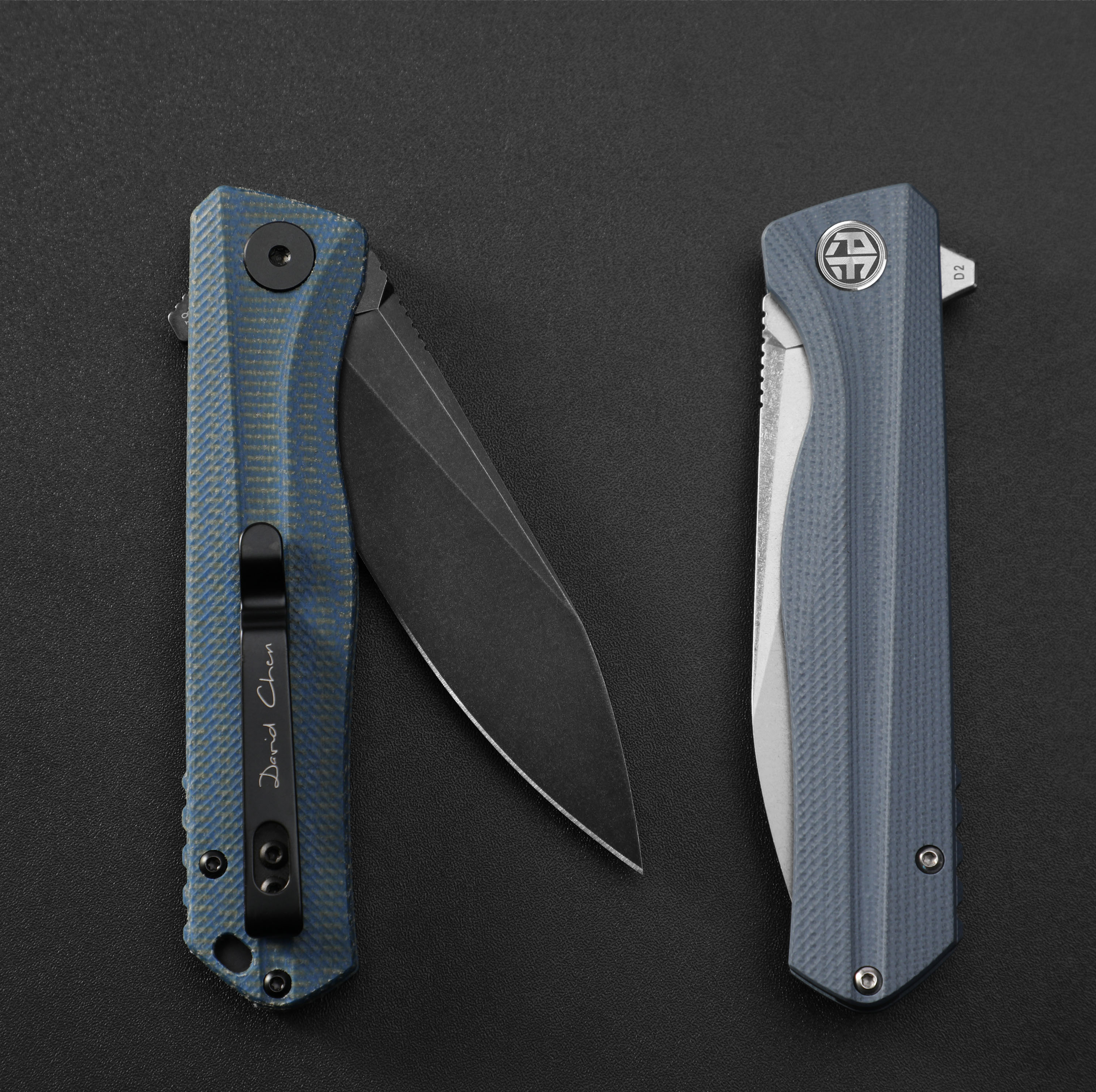 Petrified Fish PF818-Forward,3.54"D2 Steel Blade,G10/Micarta/G10+Carbon Fiber Handle, Flipper Liner lock Folding knife