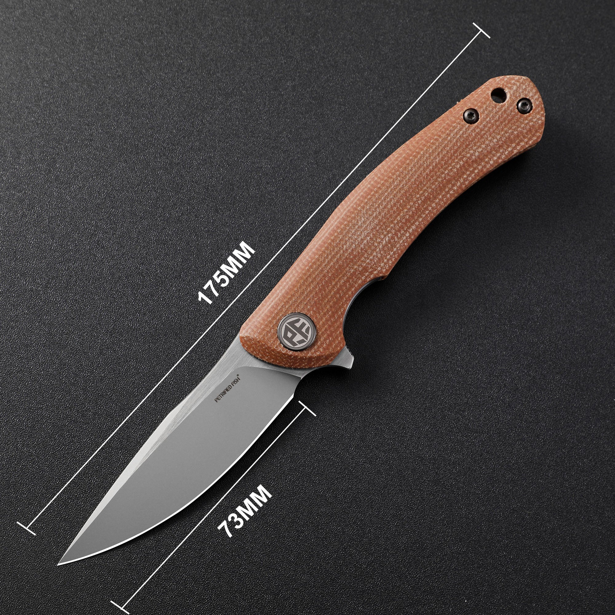 Petrified Fish PF949X Warrior,2.87" K110 Blade,Micarta/Carbon fiber Handle,Flipper Liner Lock Folding Knife