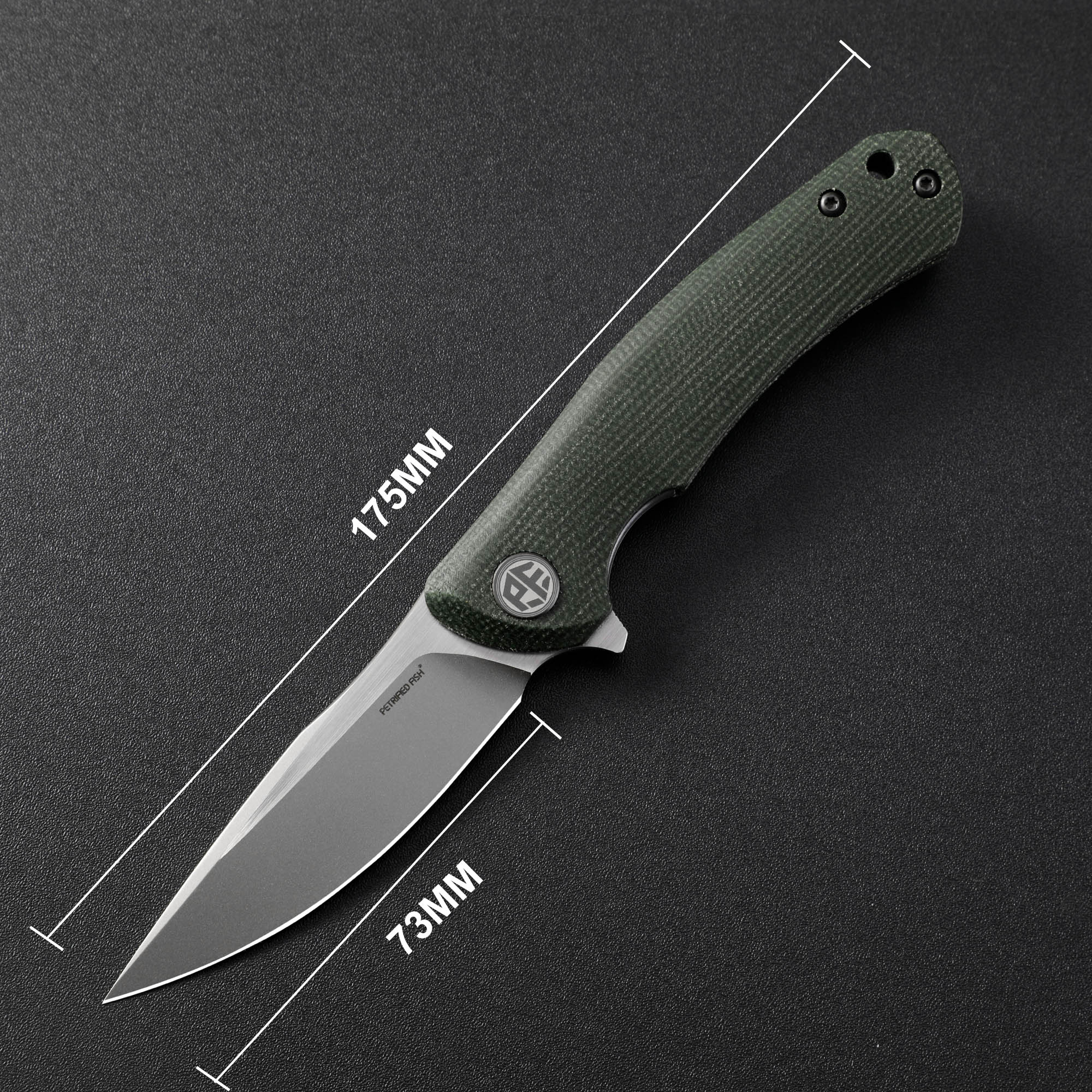 Petrified Fish PF949X Warrior,2.87" K110 Blade,Micarta/Carbon fiber Handle,Flipper Liner Lock Folding Knife