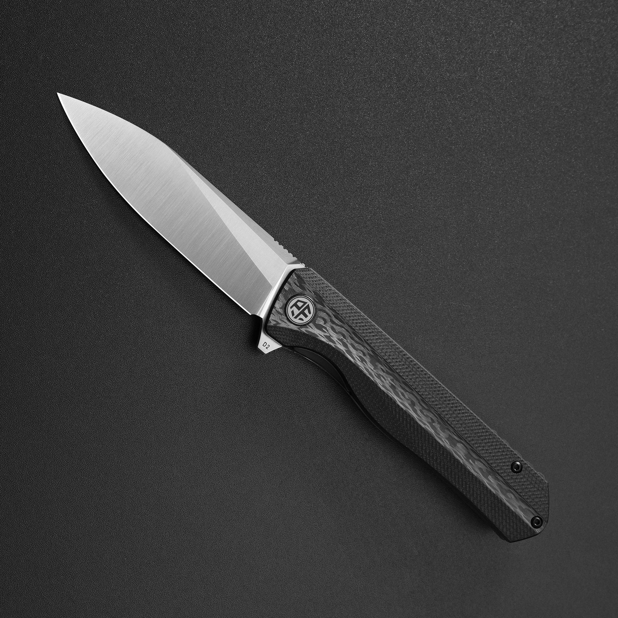 Petrified Fish PF818-Forward,3.54"D2 Steel Blade,G10/Micarta/G10+Carbon Fiber Handle, Flipper Liner lock Folding knife