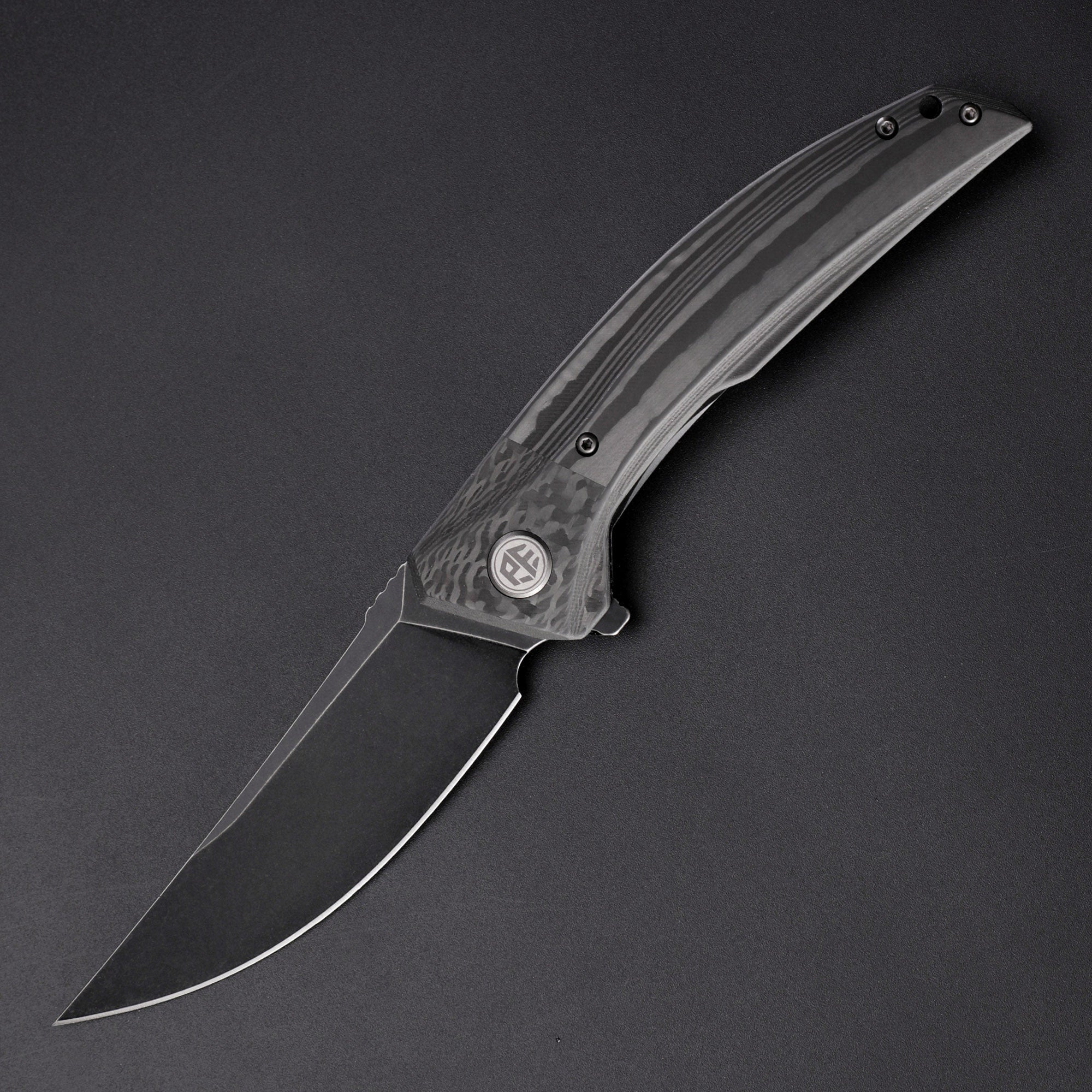Petrified Fish PFP05 Deepsea,3.66" K110 Blade,Carbon fiber/Micarta/Carbon fiber&G10 Handle Flipper Liner Lock Folding Knife