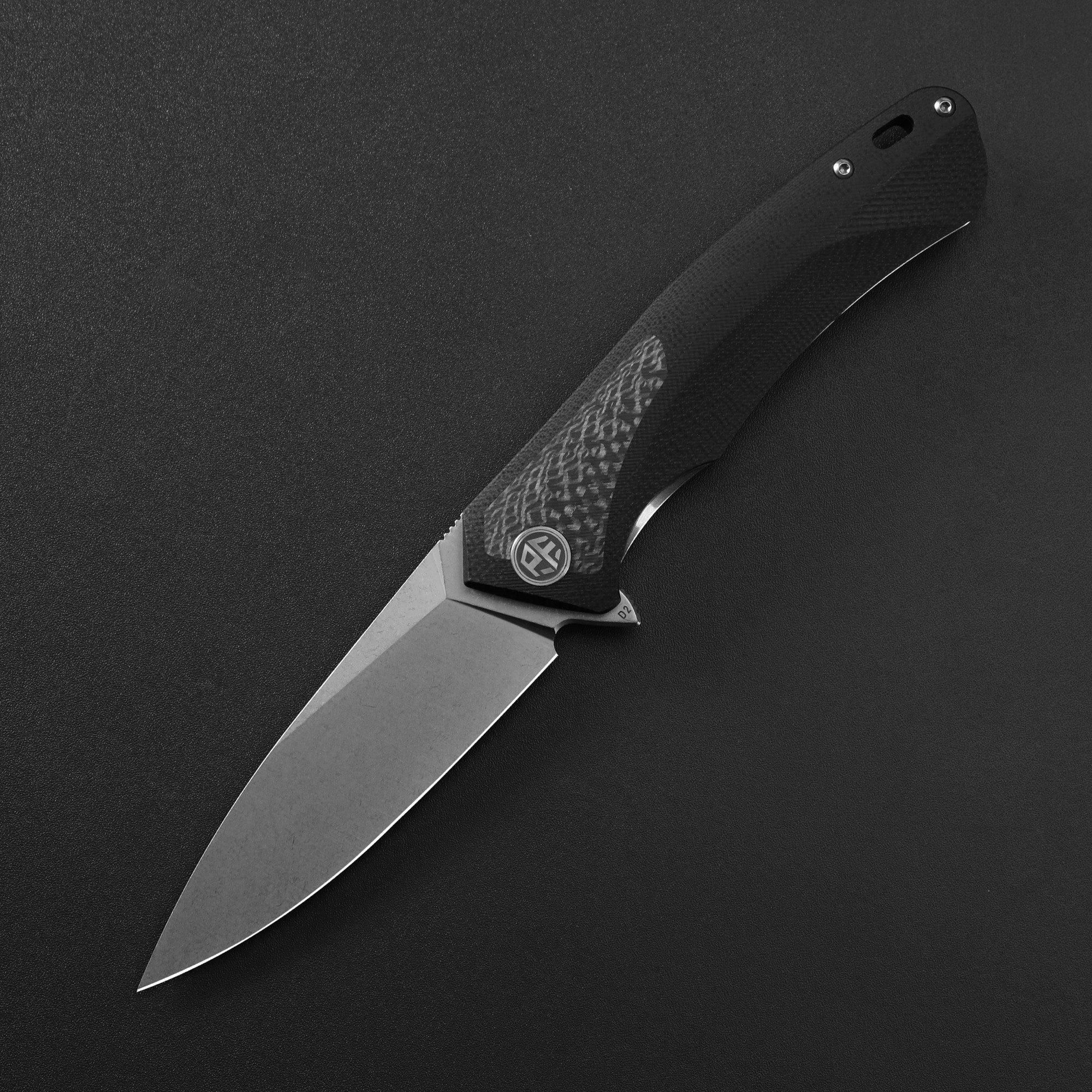 Petrified Fish PF838 Pub,3.74"D2 Steel Blade,G10/Micarta/G10+Carbon Fiber Handle, Flipper Liner lock Folding knife