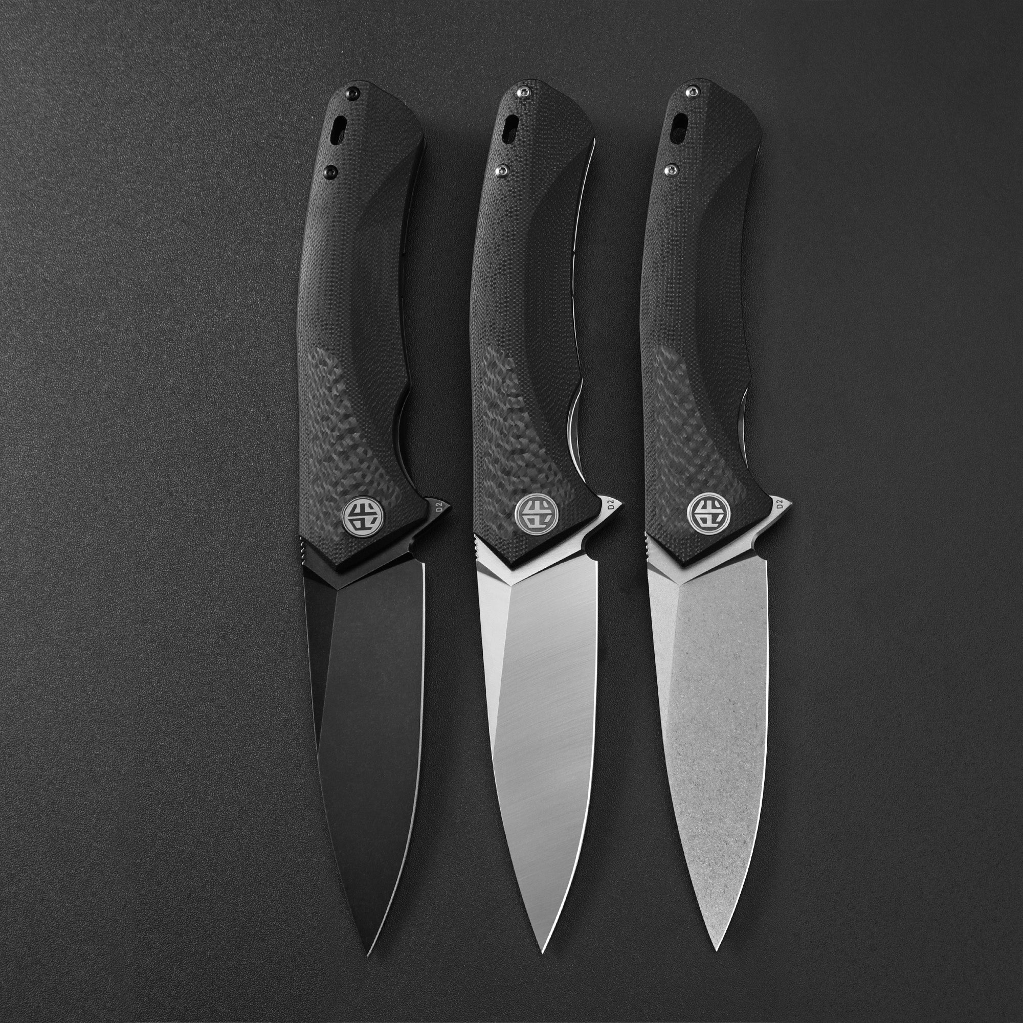 Petrified Fish PF838 Pub,3.74"D2 Steel Blade,Carbon Fiber&G10 Handle, Flipper Liner lock Folding knife