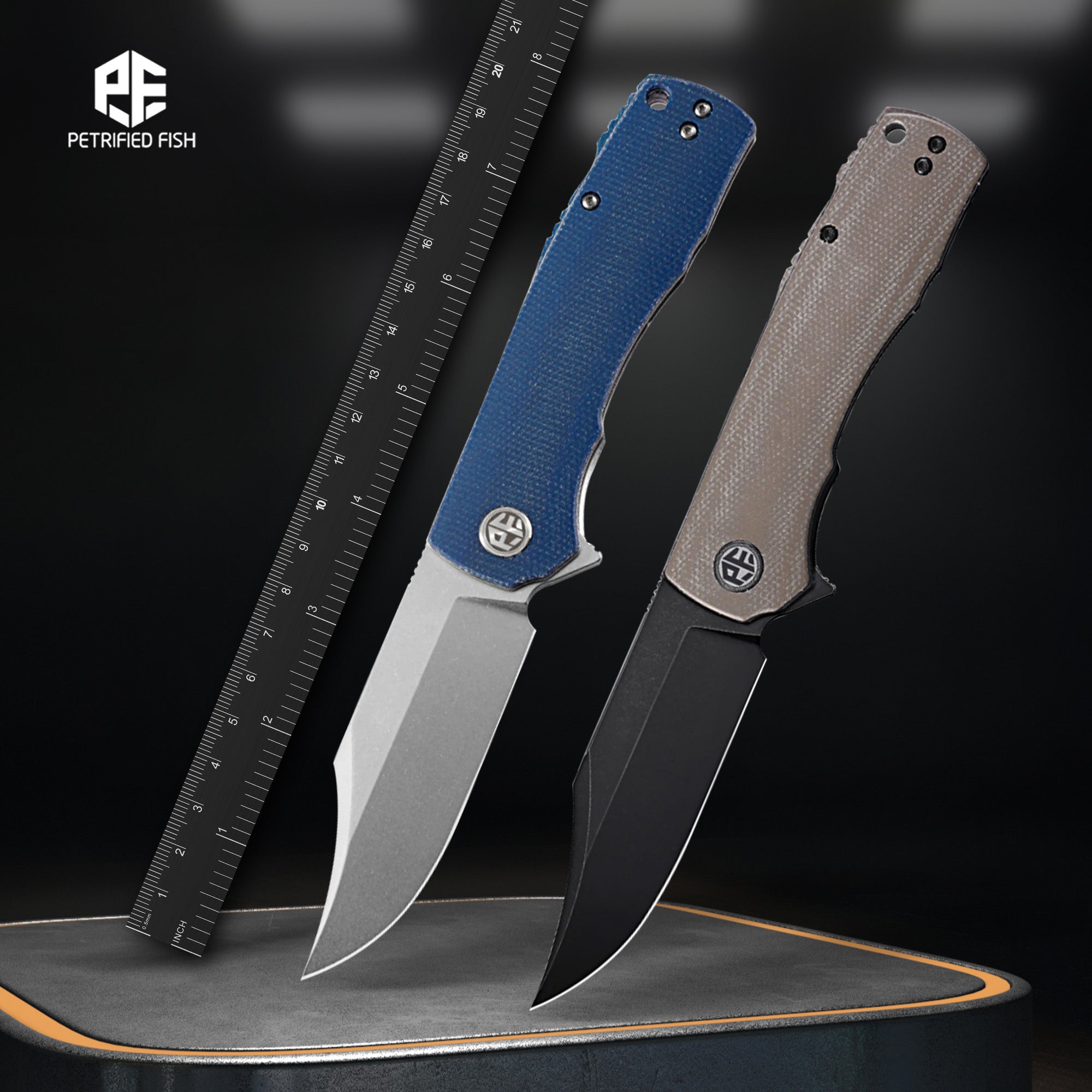 Petrified Fish PFP03 Victor,3.58" K110 Satin Blade,140g Micarta Handle Flipper Liner Lock Folding Knife