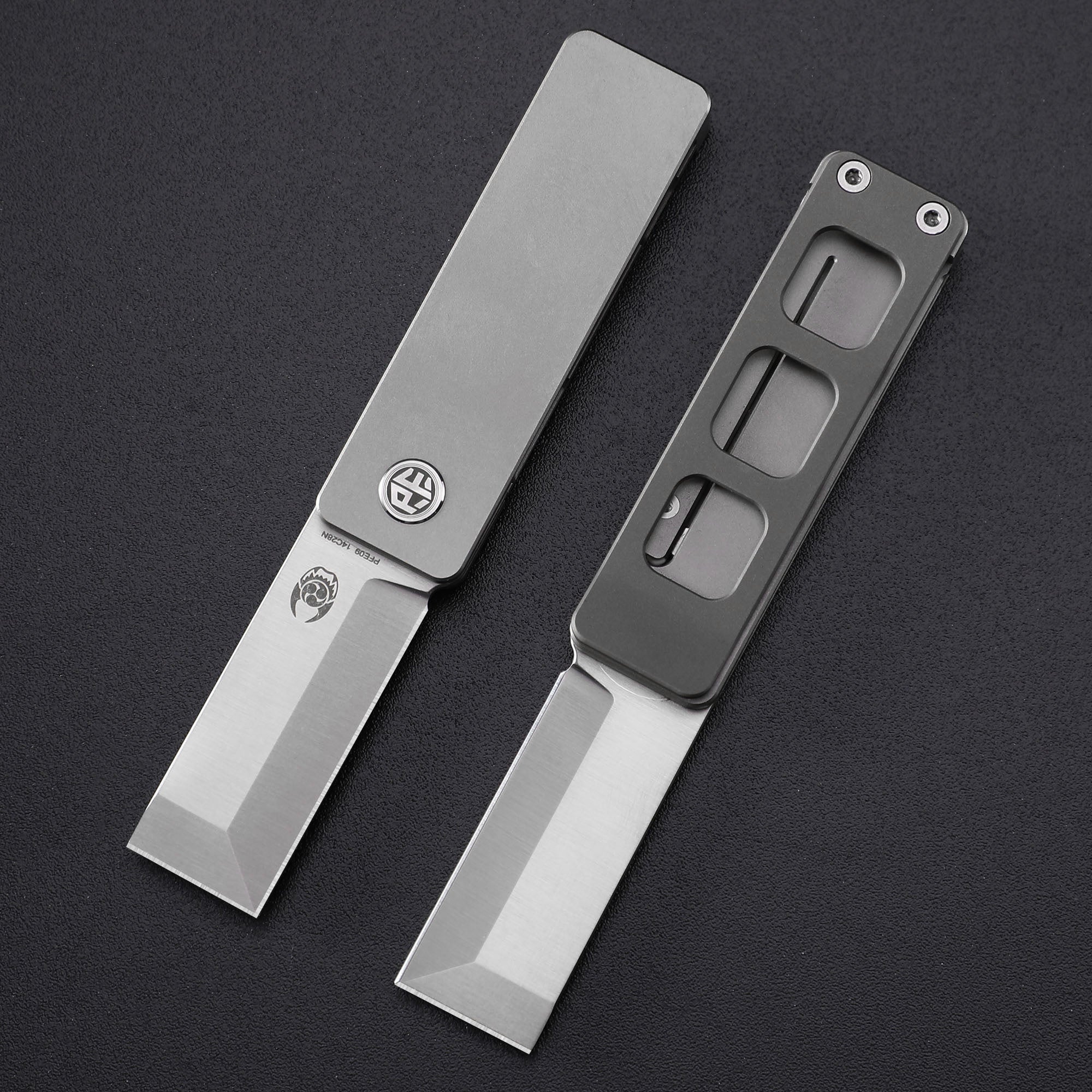 Petrified Fish PFE09 Cash,1.81" 14C28N Blade,48g Titanium Handle Front Flipper Frame Lock Folding Knife