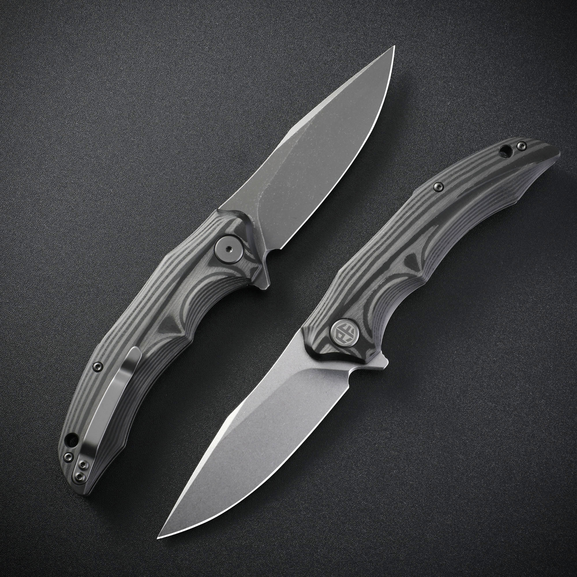 Petrified Fish PFP10 Hairtail ,3.54" K110 Steel Blade, 149g Micarta/Carbon Fiber Handle, Flipper Liner lock Folding knife