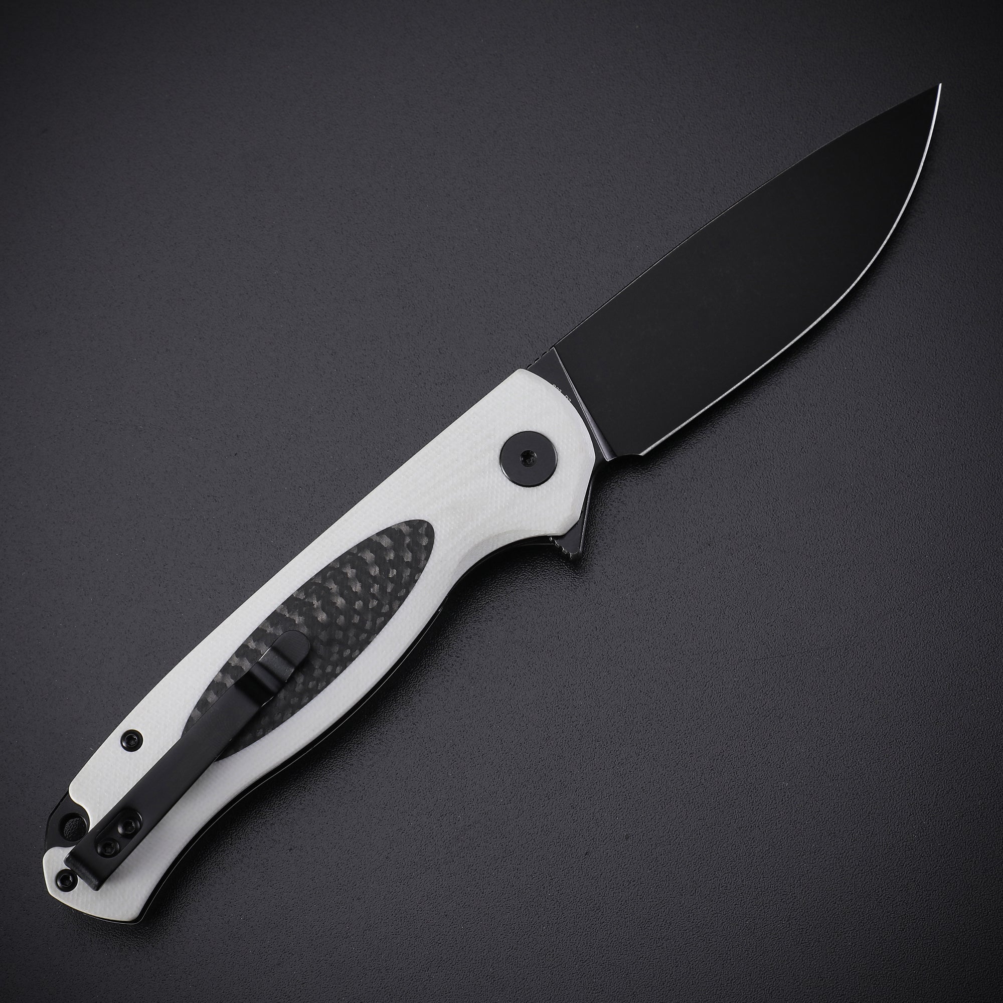 Petrified Fish PFB03 Stamp,3.58" D2 Blade,136g G10&Carbon Fiber Handle Flipper Liner Lock Folding Knife