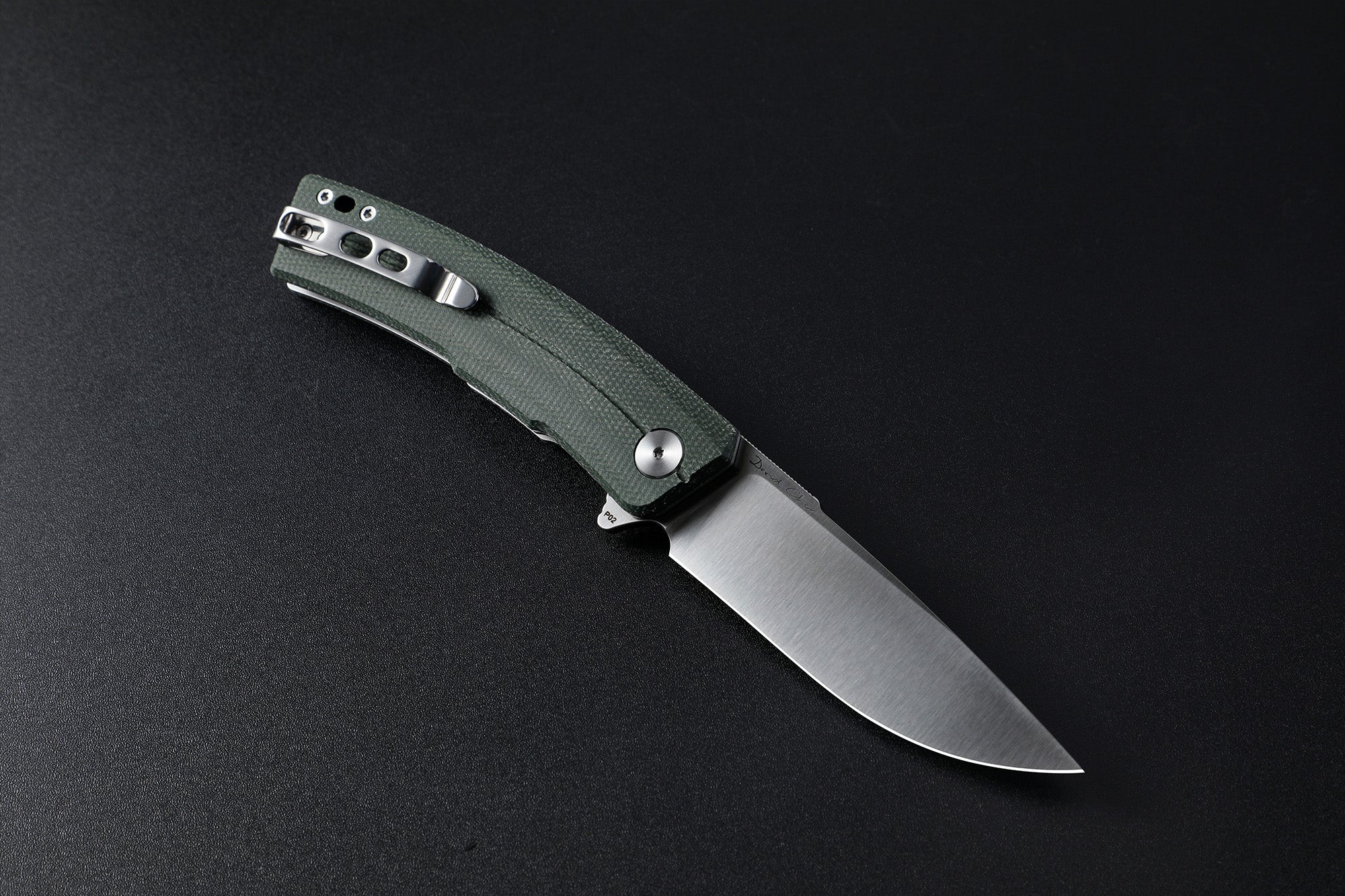 Petrified Fish PFP02 Magazine,3.66“ D2 Satin Blade,G10/Micarta/Carbon Fiber 145g folding Kinfe