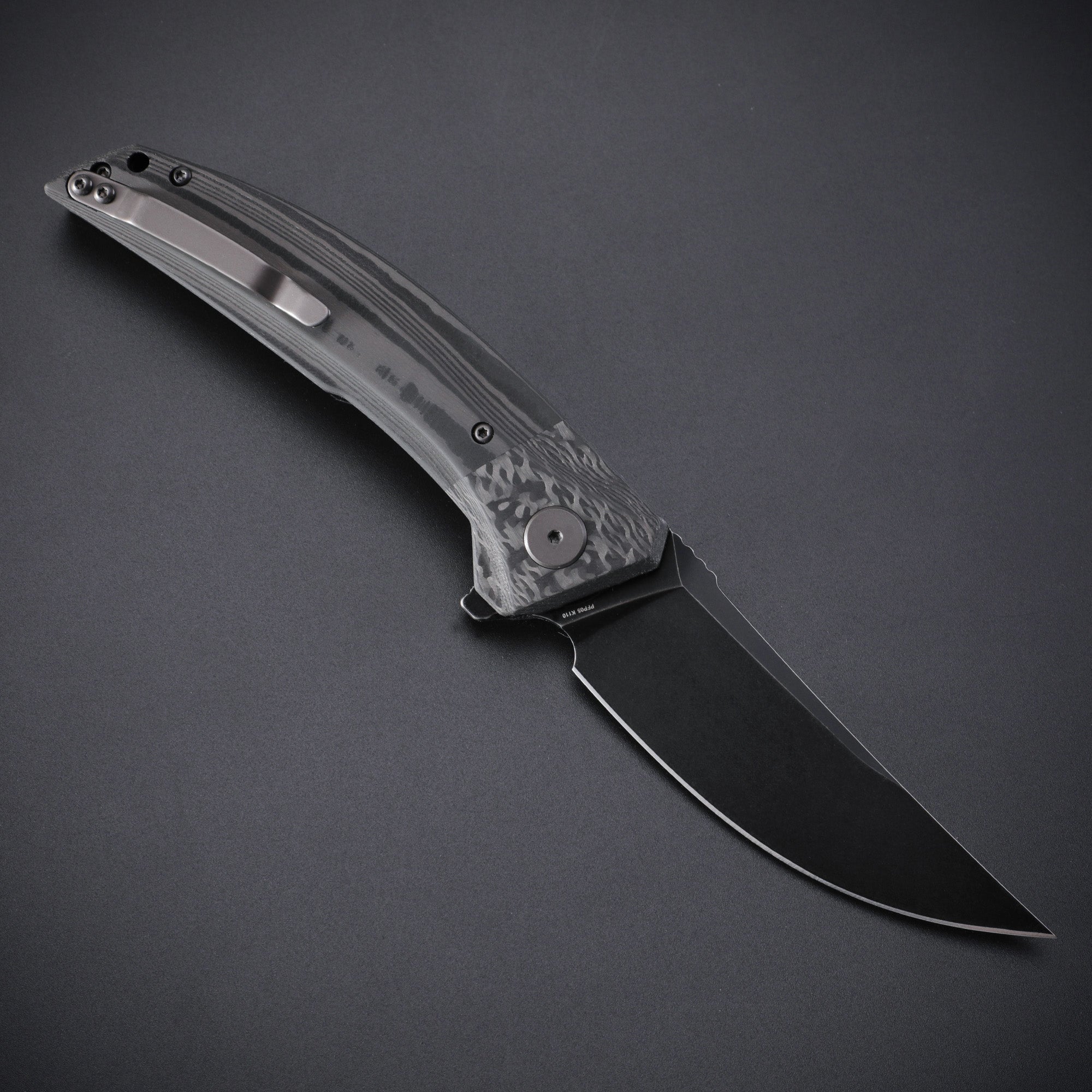 Petrified Fish PFP05 Deepsea,3.66" K110 Blade,Carbon fiber/Micarta/Carbon fiber&G10 Handle Flipper Liner Lock Folding Knife