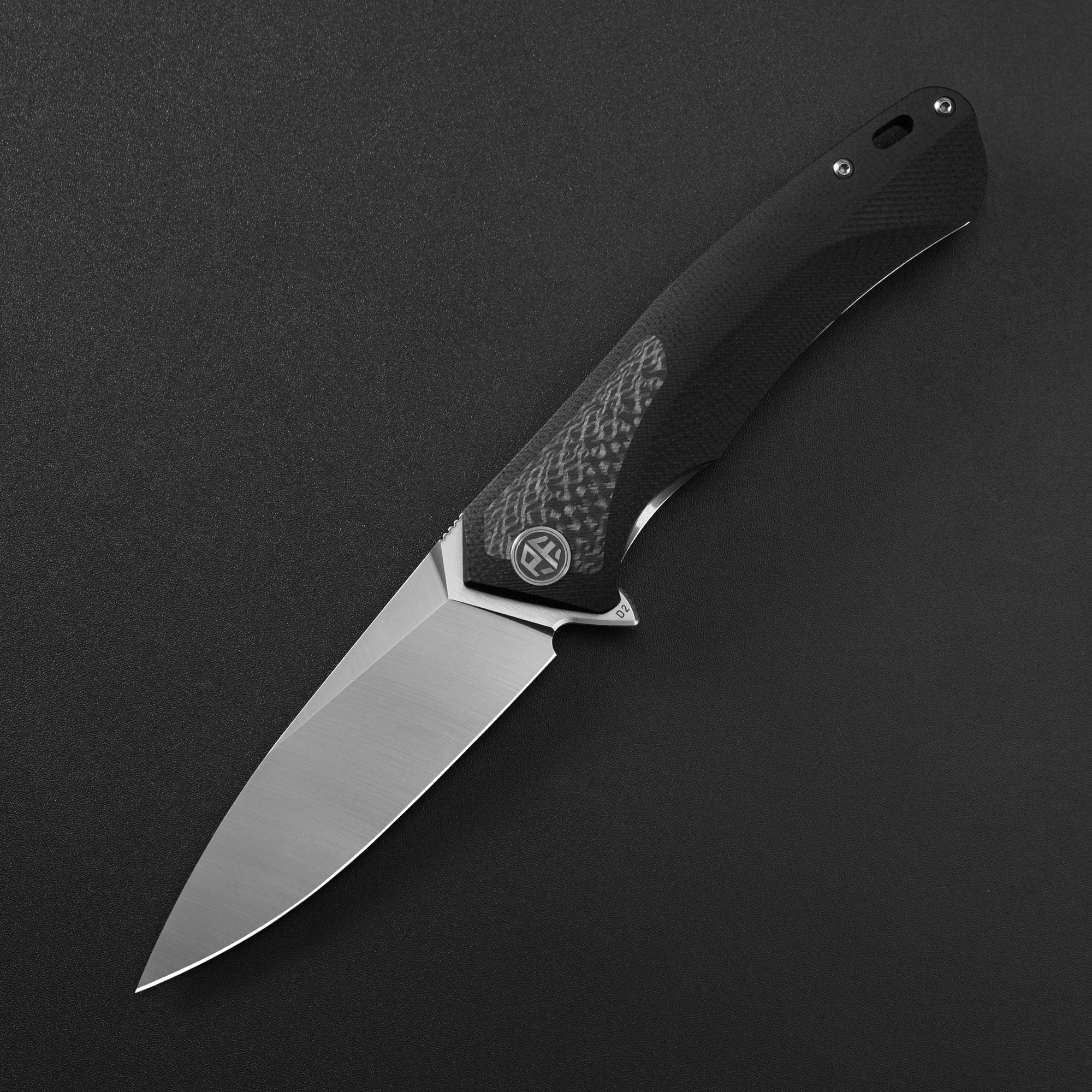 Petrified Fish PF838 Pub,3.74"D2 Steel Blade,G10/Micarta/G10+Carbon Fiber Handle, Flipper Liner lock Folding knife
