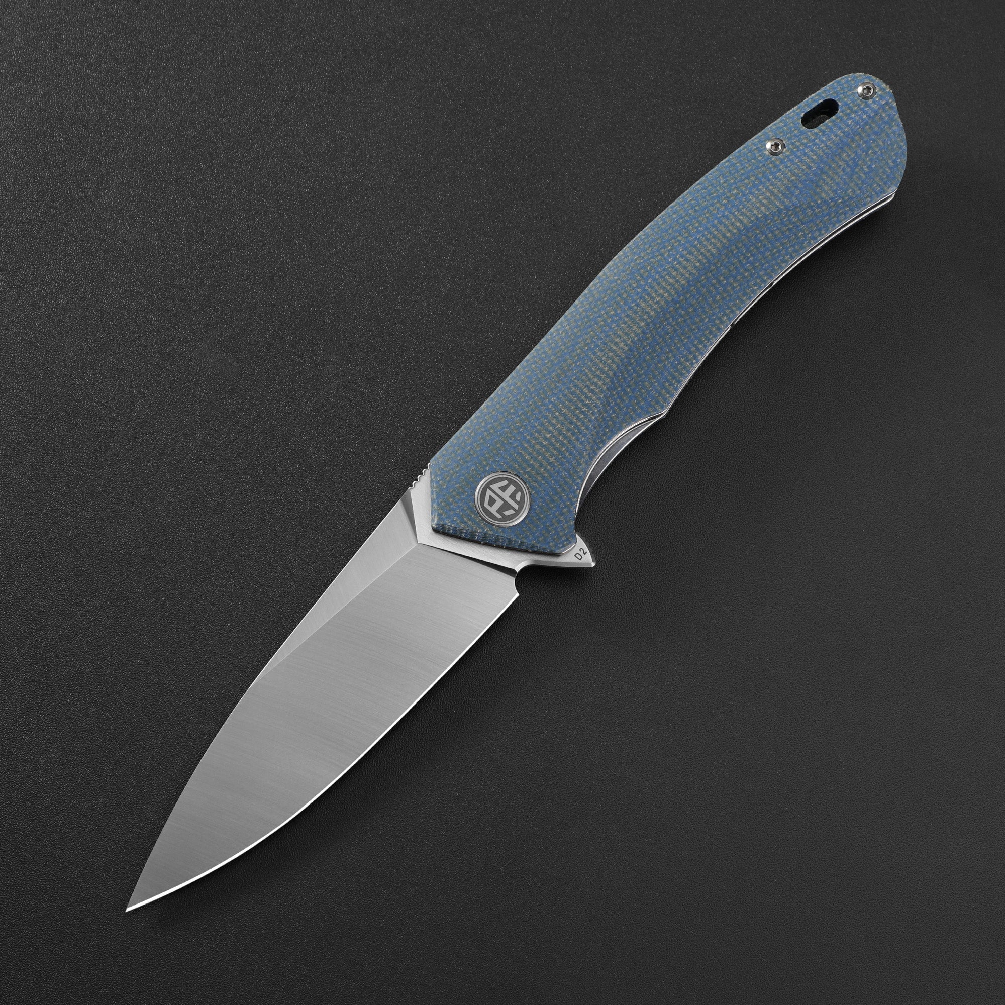 Petrified Fish PF838 Pub,3.74"D2 Steel Blade,G10/Micarta/G10+Carbon Fiber Handle, Flipper Liner lock Folding knife