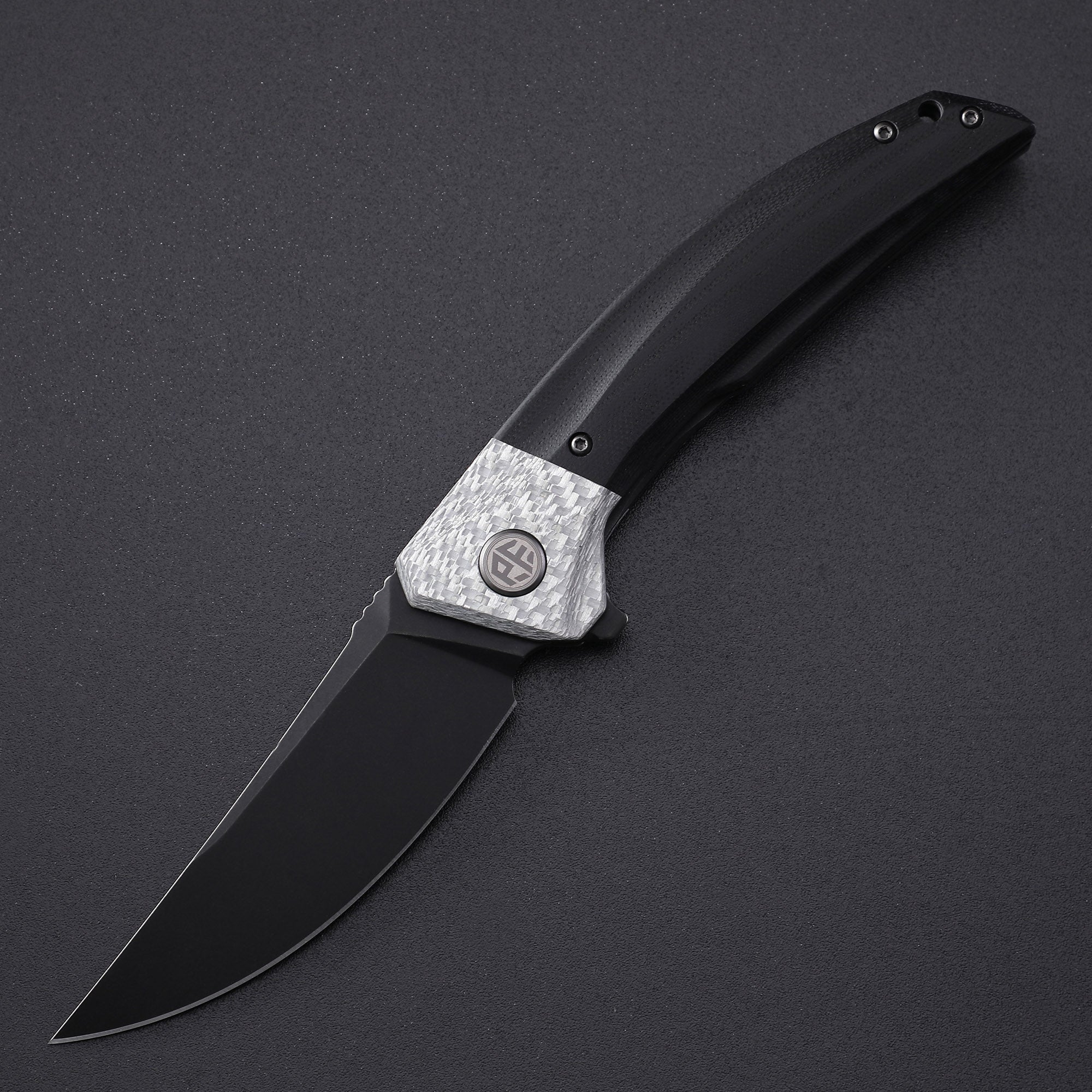 Petrified Fish PFP05 Deepsea,3.66" K110 Blade,Carbon fiber/Micarta/Carbon fiber&G10 Handle Flipper Liner Lock Folding Knife