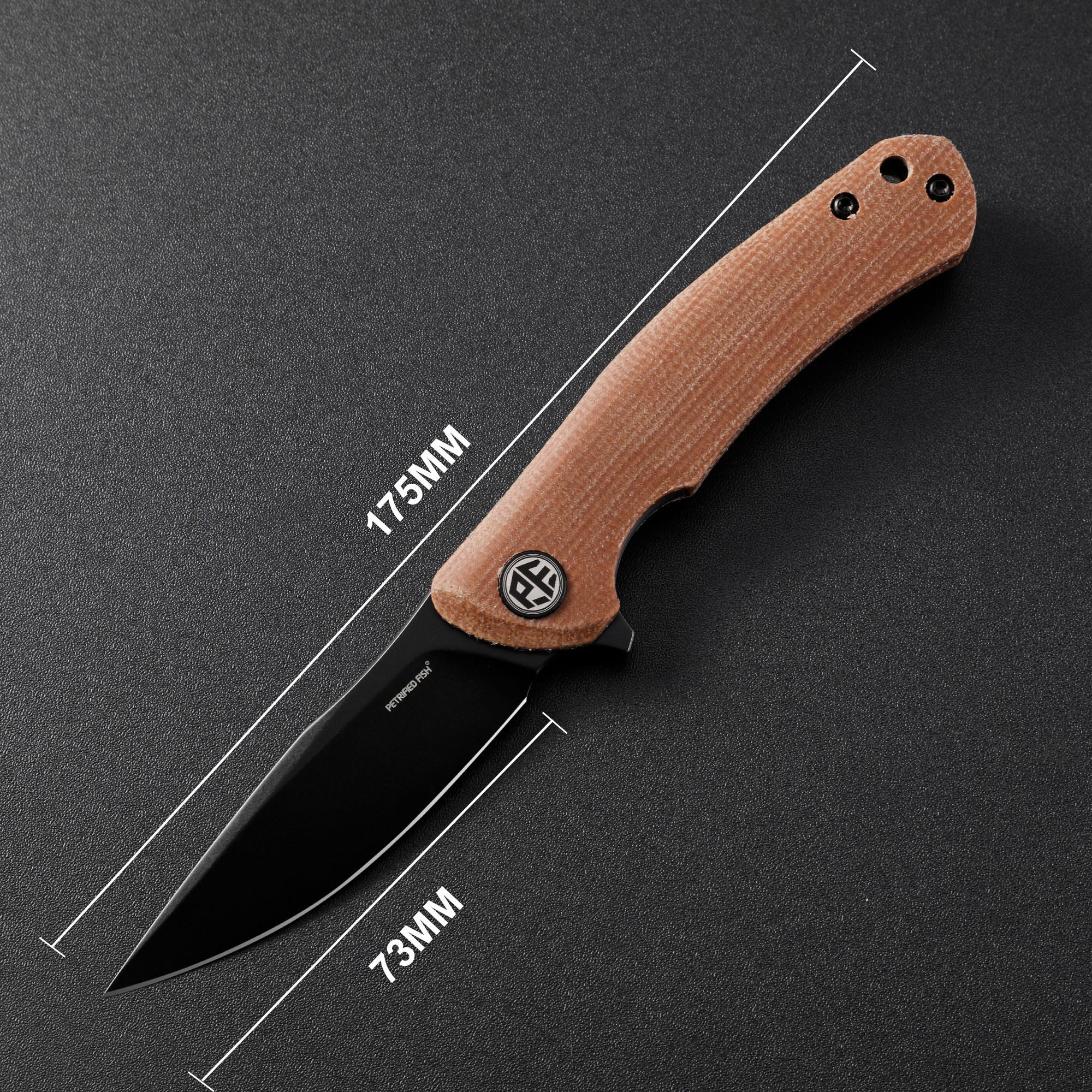 Petrified Fish PF949X Warrior,2.87" K110 Blade,Micarta/Carbon fiber Handle,Flipper Liner Lock Folding Knife