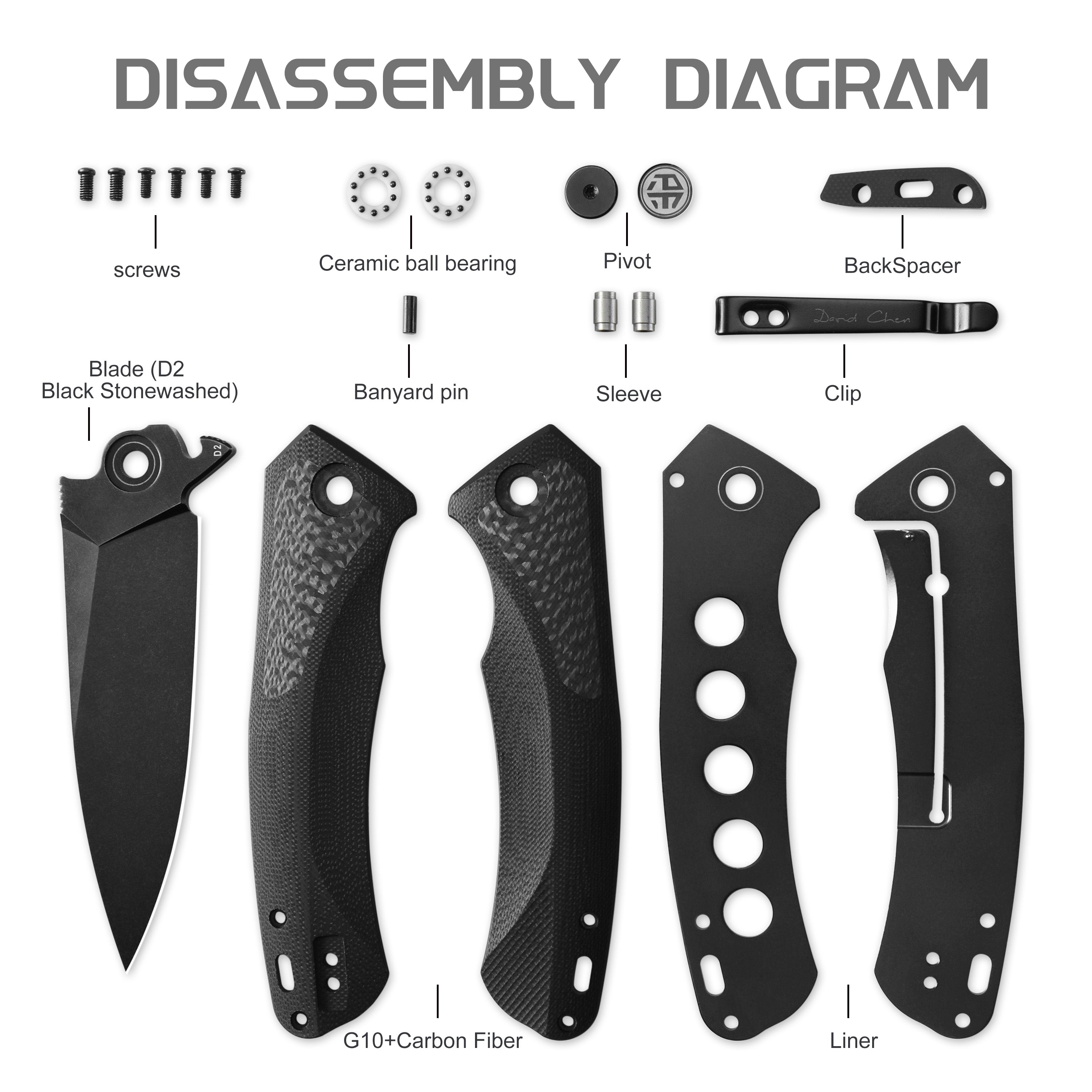Petrified Fish PF838 Pub,3.74"D2 Steel Blade,G10/Micarta/G10+Carbon Fiber Handle, Flipper Liner lock Folding knife