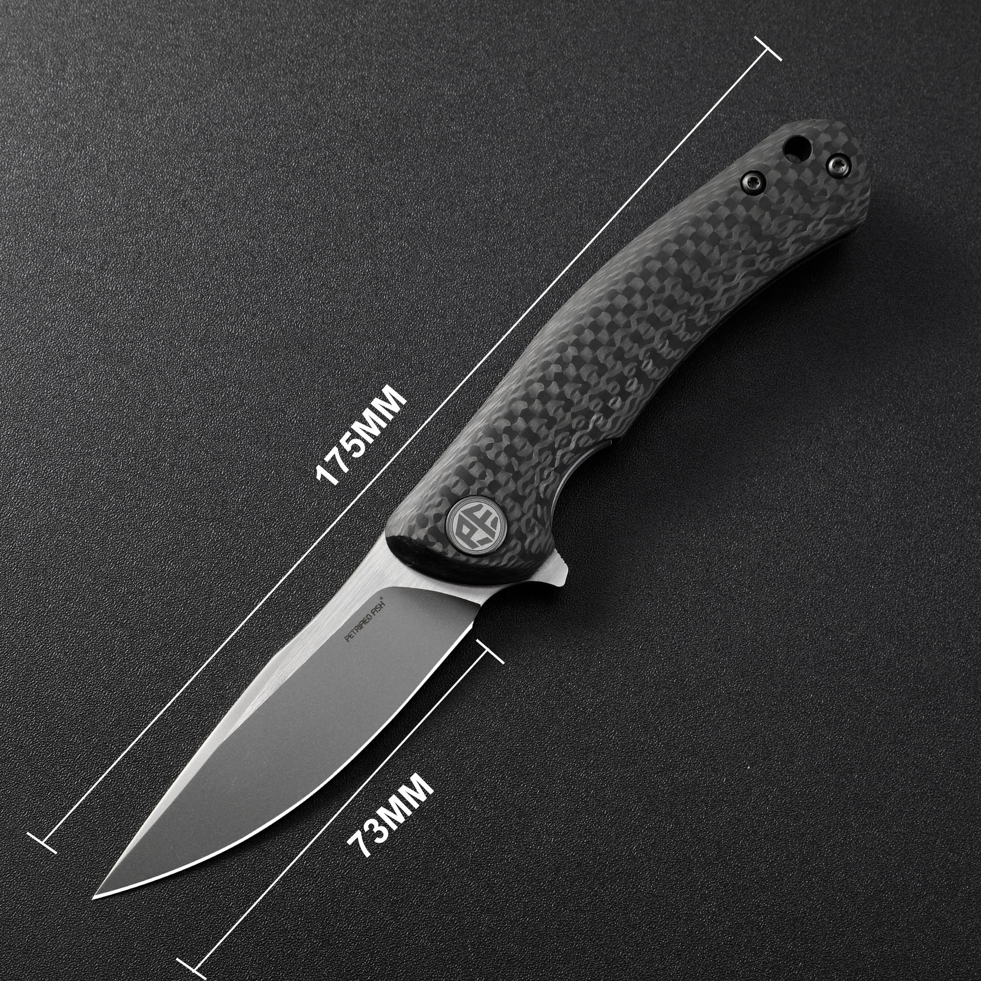 Petrified Fish PF949X Warrior,2.87" K110 Blade,Micarta/Carbon fiber Handle,Flipper Liner Lock Folding Knife