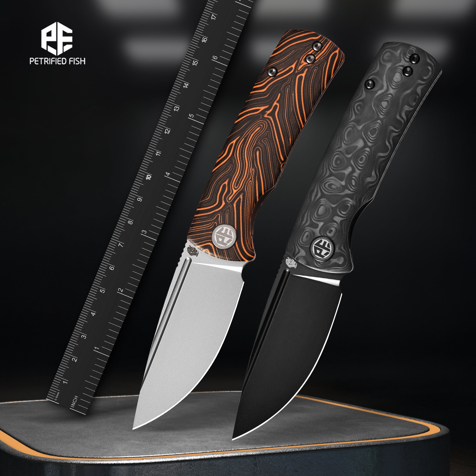 Petrified Fish PFP01X Beluga ,2.99" 14C28N Blade,95.6g G10/Carbon Fiber Handle Front Flipper Liner lock Folding knife