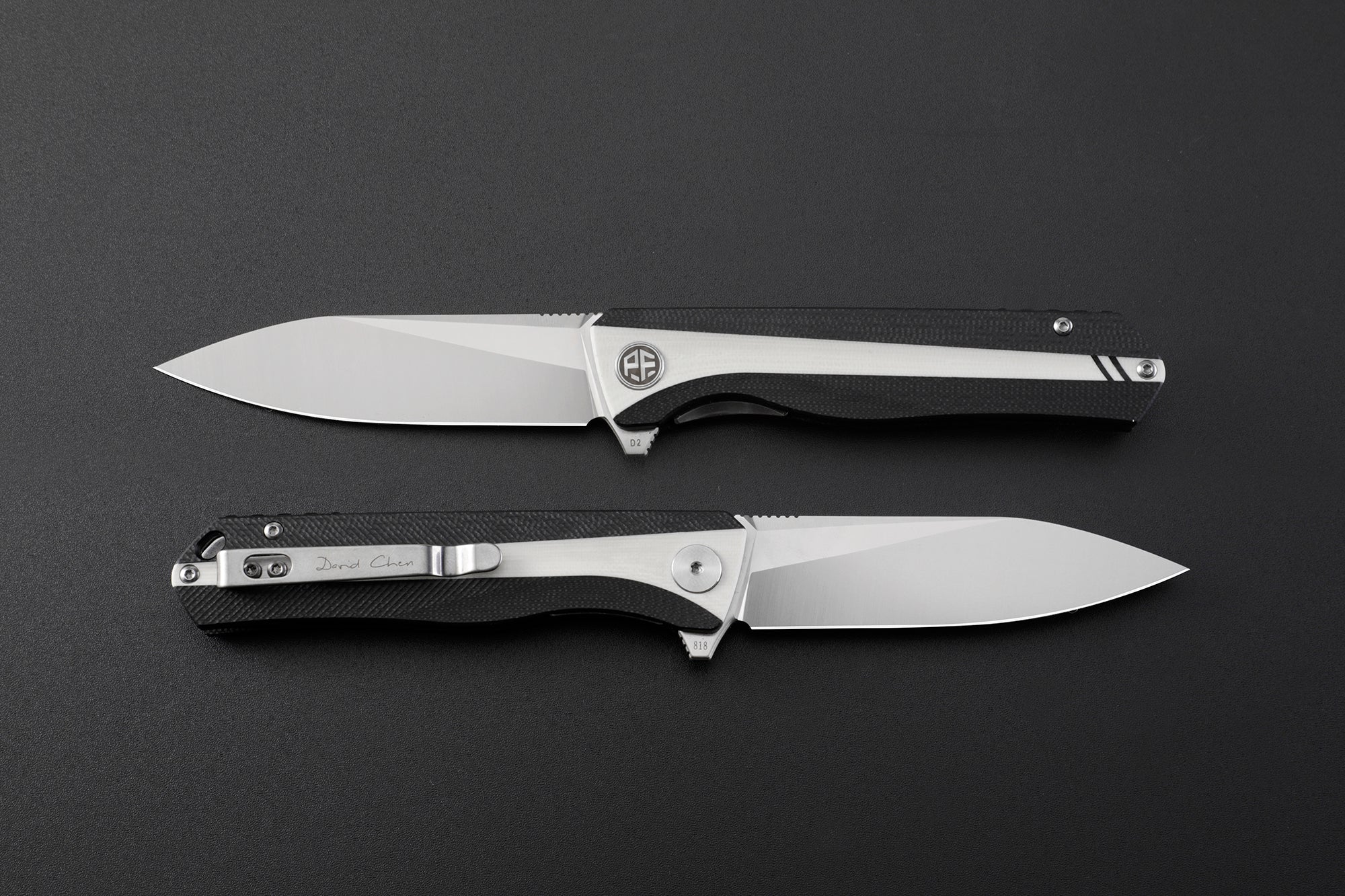 Petrified Fish PF818-Forward,3.54"D2 Steel Blade,G10/Micarta/G10+Carbon Fiber Handle, Flipper Liner lock Folding knife