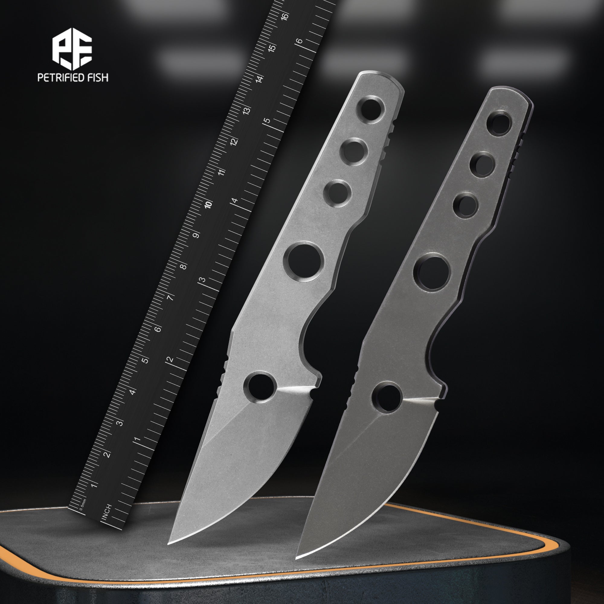 Petrified Fish PFE13 Bison,2.4" 14C28N Blade, 71.5g Skeleton knife