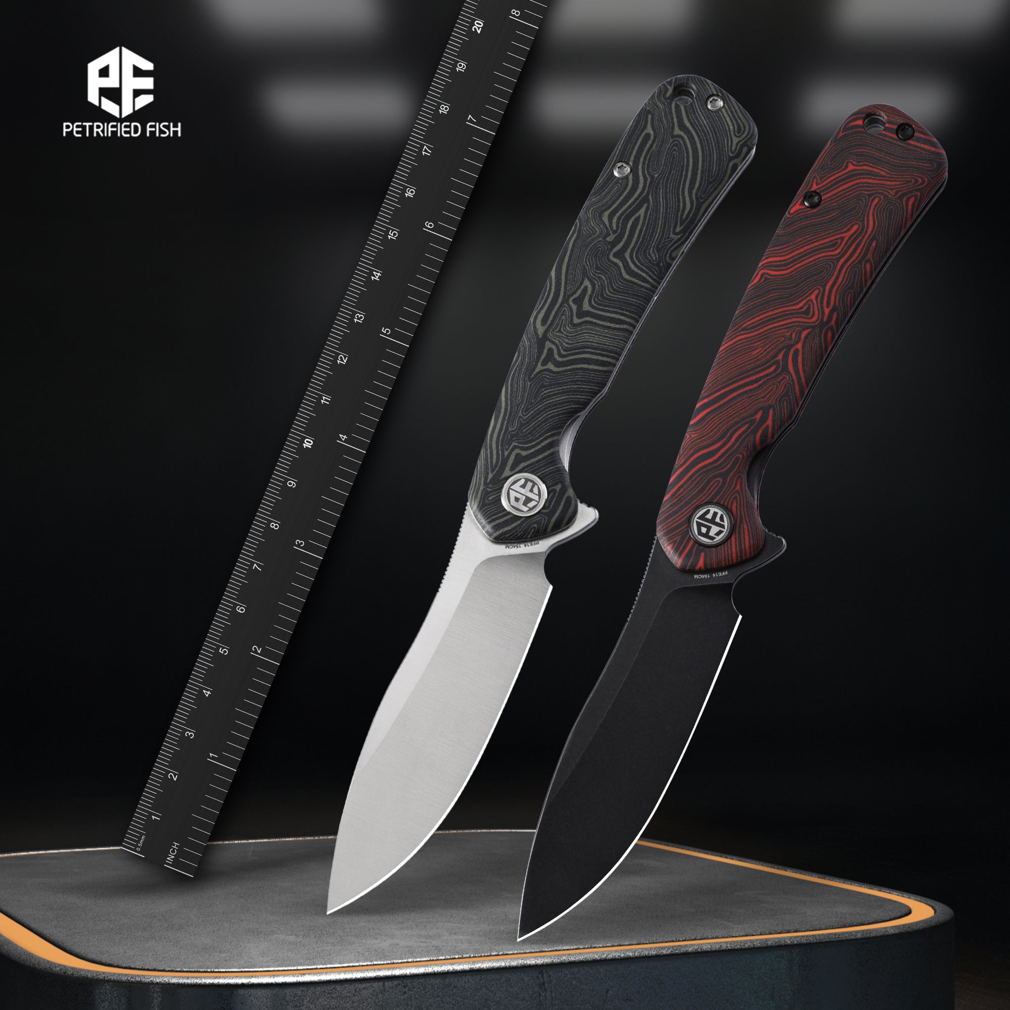 Petrified Fish PFE14 Rogue,3.43" 154CM Steel Blade,114g G10 Handle,Flipper Liner Lock Folding Knife