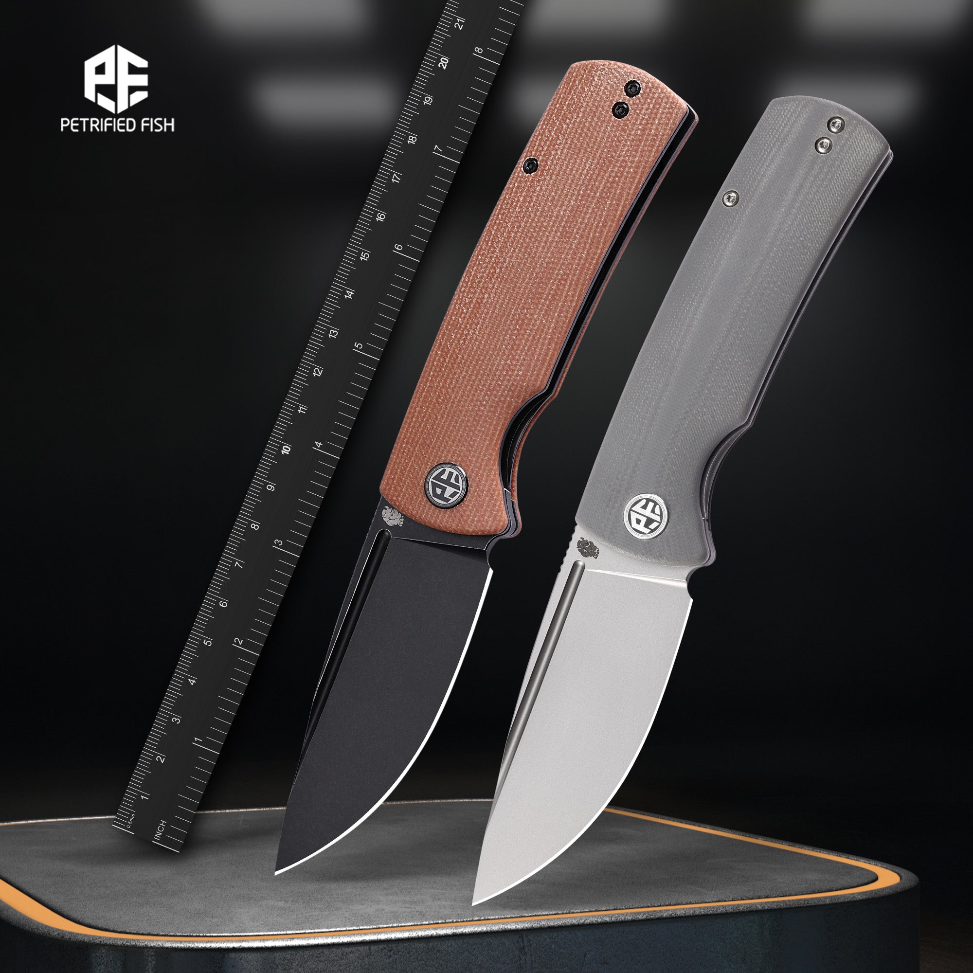 Petrified Fish PFP01 Beluga ,3.62" K110 Blade,G10/Micarta Handle Front Flipper Liner Lock Folding knife