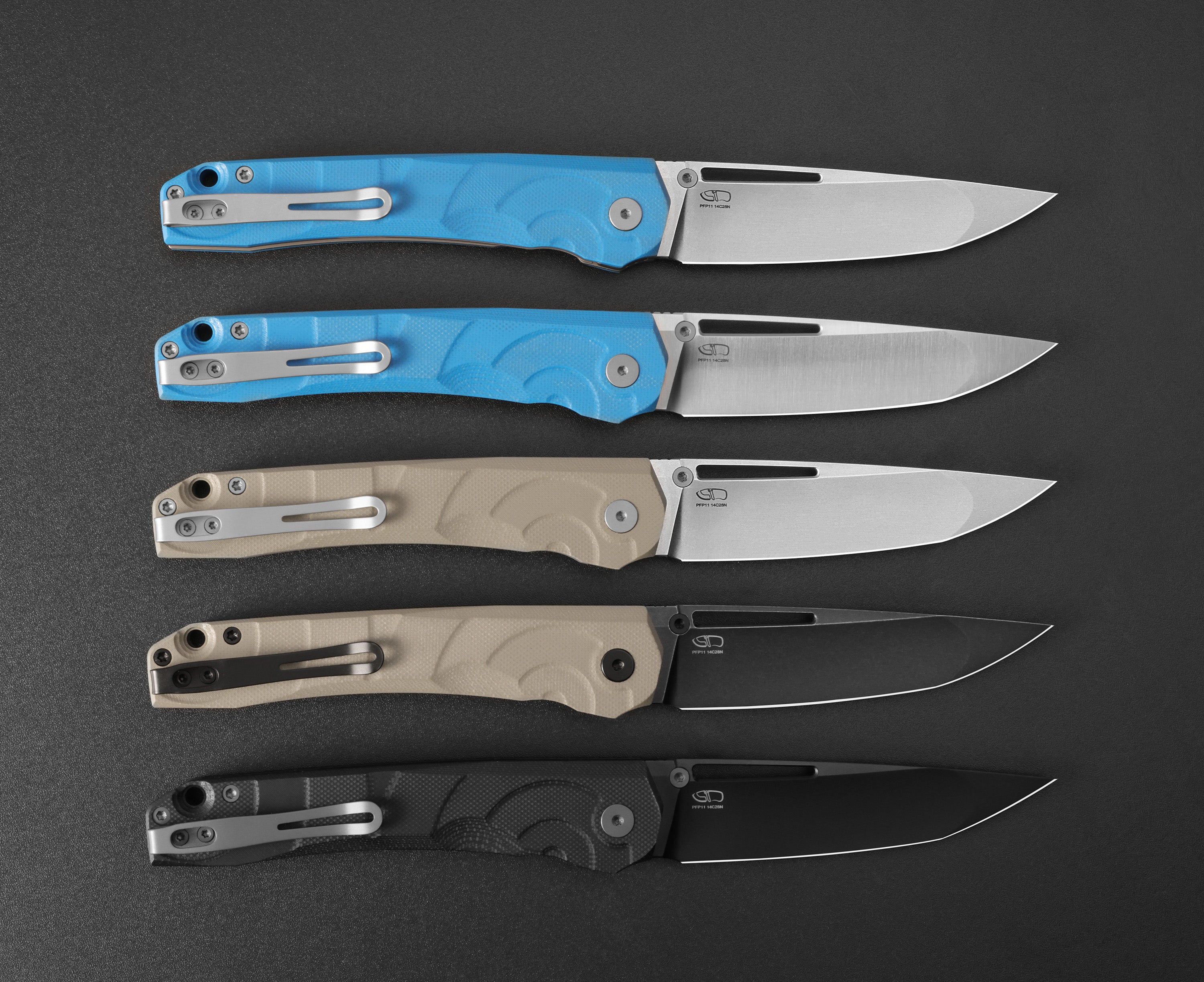 Petrified Fish PFP11- Ripple , 3.78" 14C28N Steel Hollow Blade, G10 Handle, Front Flipper Liner lock Folding knife