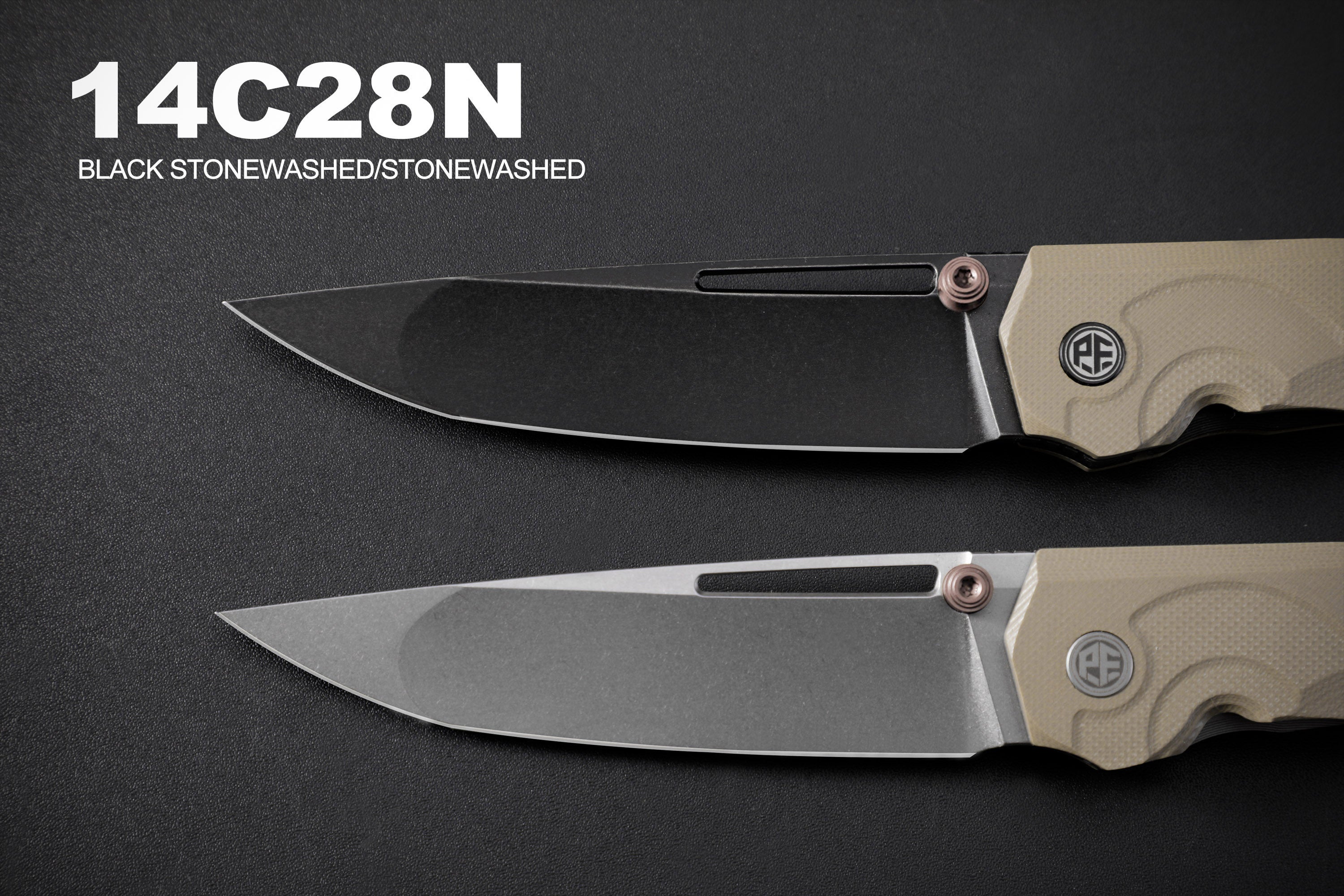 Petrified Fish PFP11- Ripple , 3.78" 14C28N Steel Hollow Blade, G10 Handle, Front Flipper Liner lock Folding knife