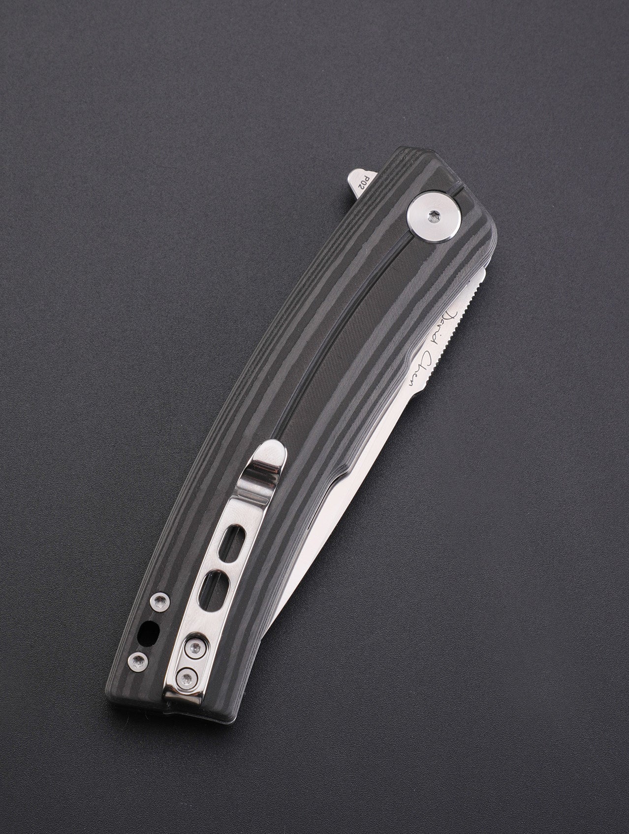 Petrified Fish PFP02 Magazine,3.66“ D2 Satin Blade,G10/Micarta/Carbon Fiber 145g folding Kinfe