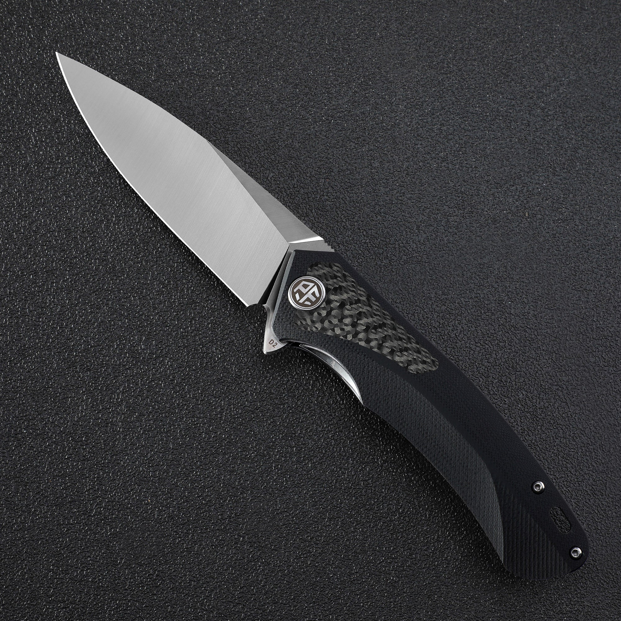 Petrified Fish PF838 Pub,3.74"D2 Steel Blade,Carbon Fiber&G10 Handle, Flipper Liner lock Folding knife