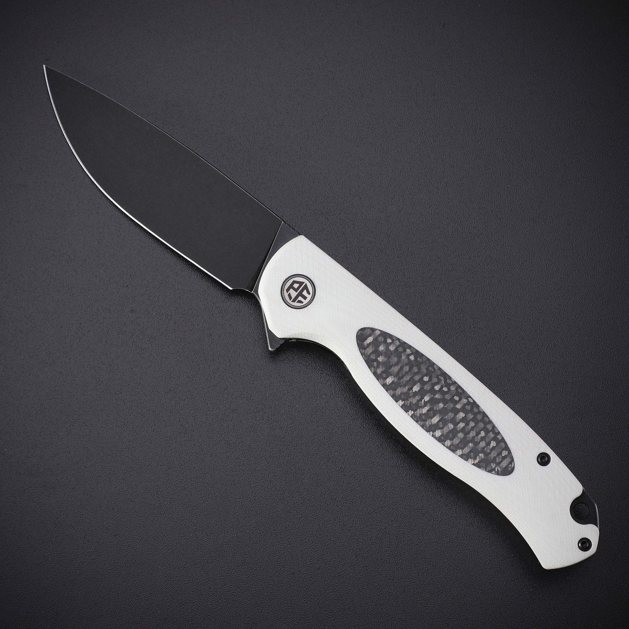 Petrified Fish PFB03 Stamp,3.58" D2 Blade,136g G10&Carbon Fiber Handle Flipper Liner Lock Folding Knife