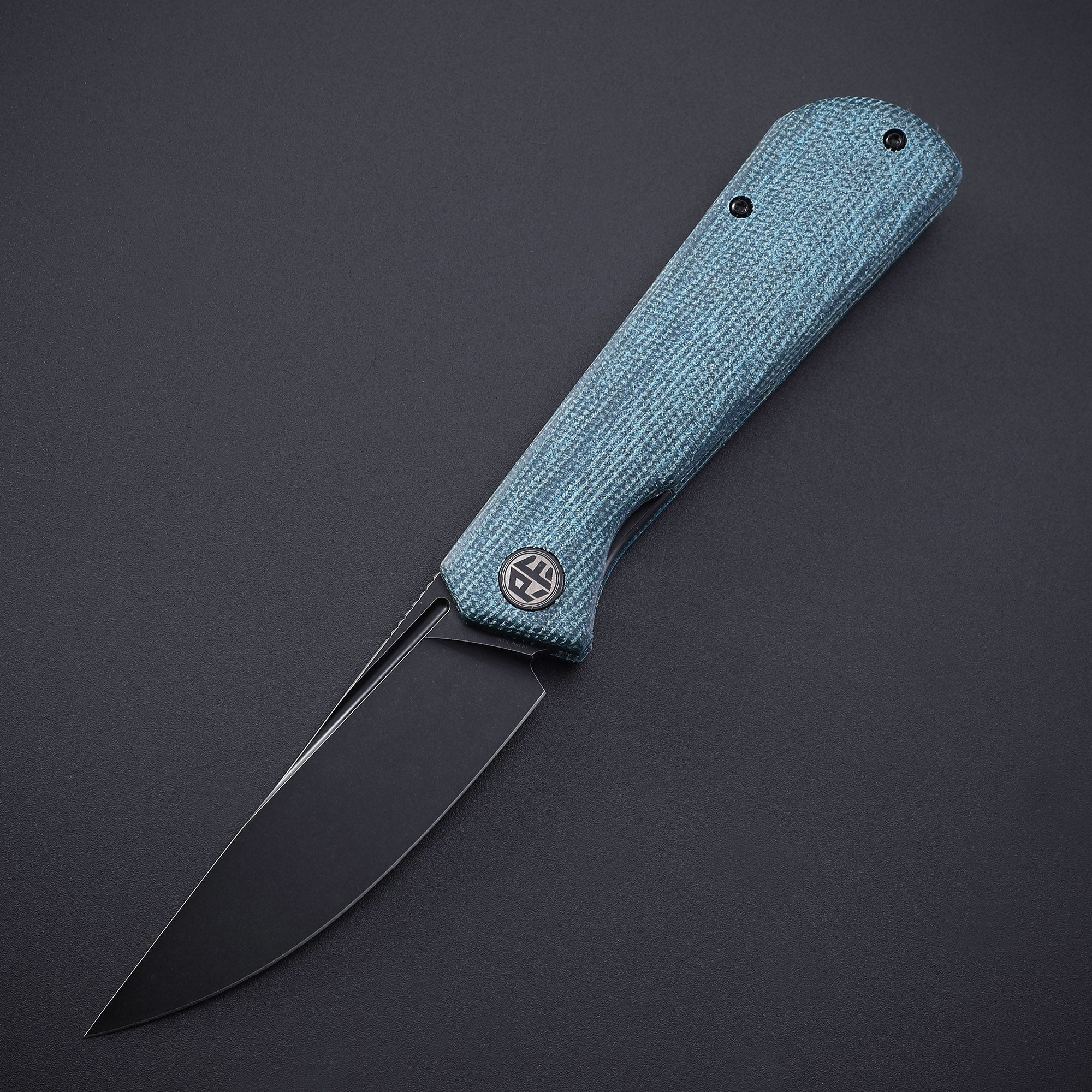 Petrified Fish PFP07 Viking,3.62" K110/Damascus Blade,G10/Micarta/Wood Handle Front Flipper Liner Lock Folding Knife