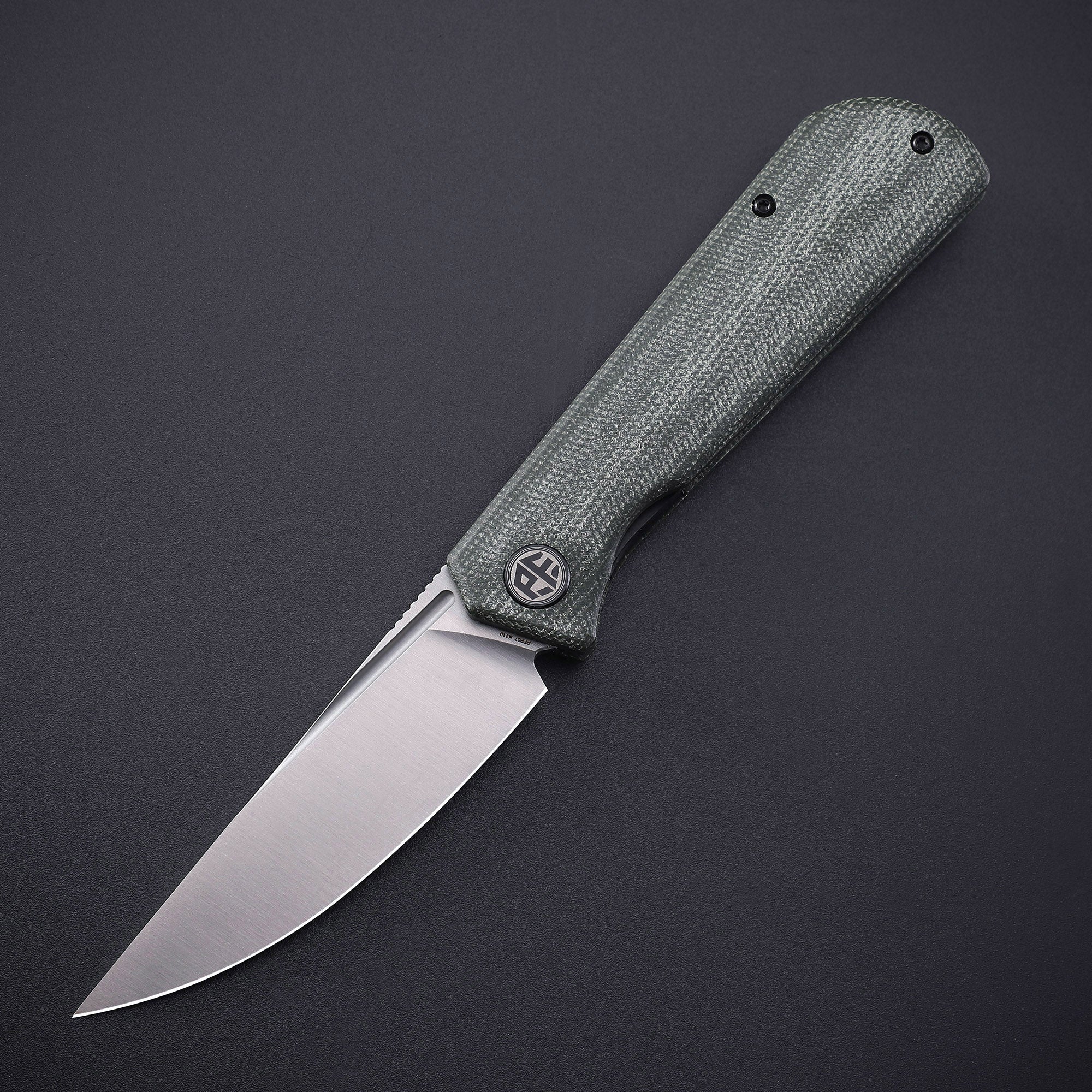 Petrified Fish PFP07 Viking,3.62" K110/Damascus Blade,G10/Micarta/Wood Handle Front Flipper Liner Lock Folding Knife