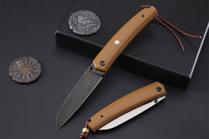 PF719 Thumb stud knife（87mm 12C27）Wood Handle