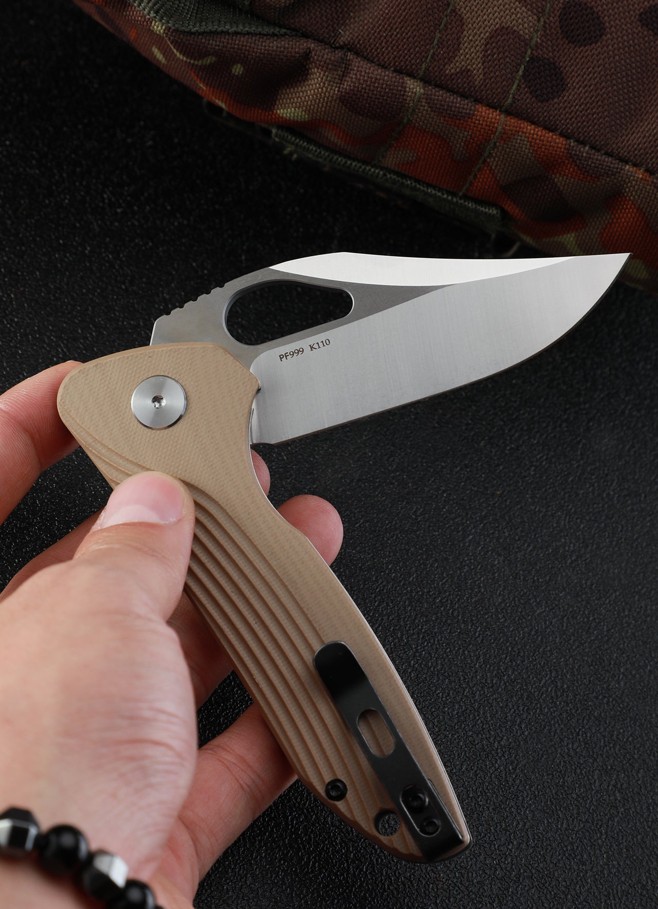 Petrified fish PF999 Mastiff,3.26" K110 Blade,G10 Handle,Flipper Liner lock Folding knife