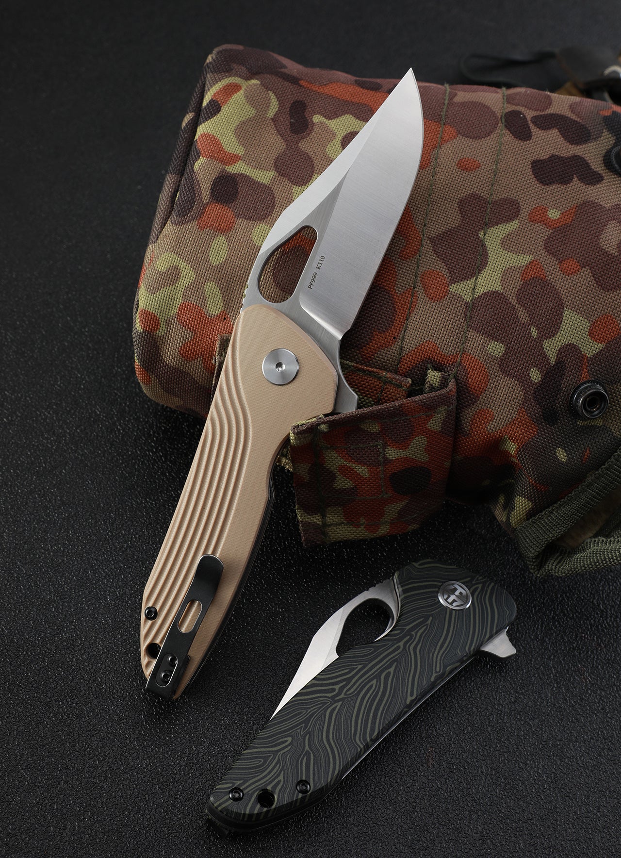 Petrified fish PF999 Mastiff,3.26" K110 Blade,G10 Handle,Flipper Liner lock Folding knife