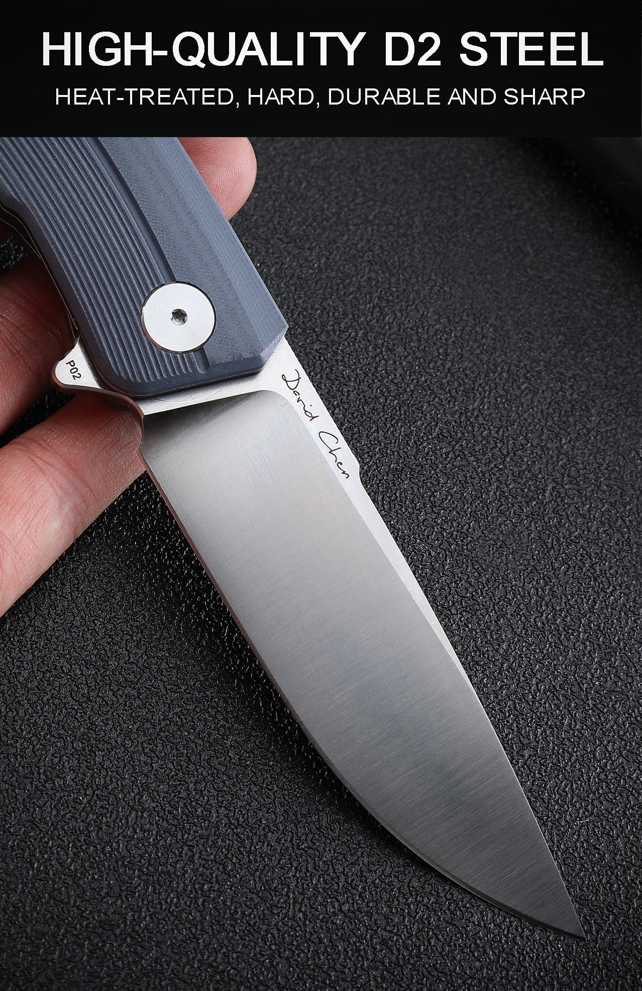 Petrified Fish PFP02 Magazine,3.66“ D2 Satin Blade,G10/Micarta/Carbon Fiber 145g folding Kinfe