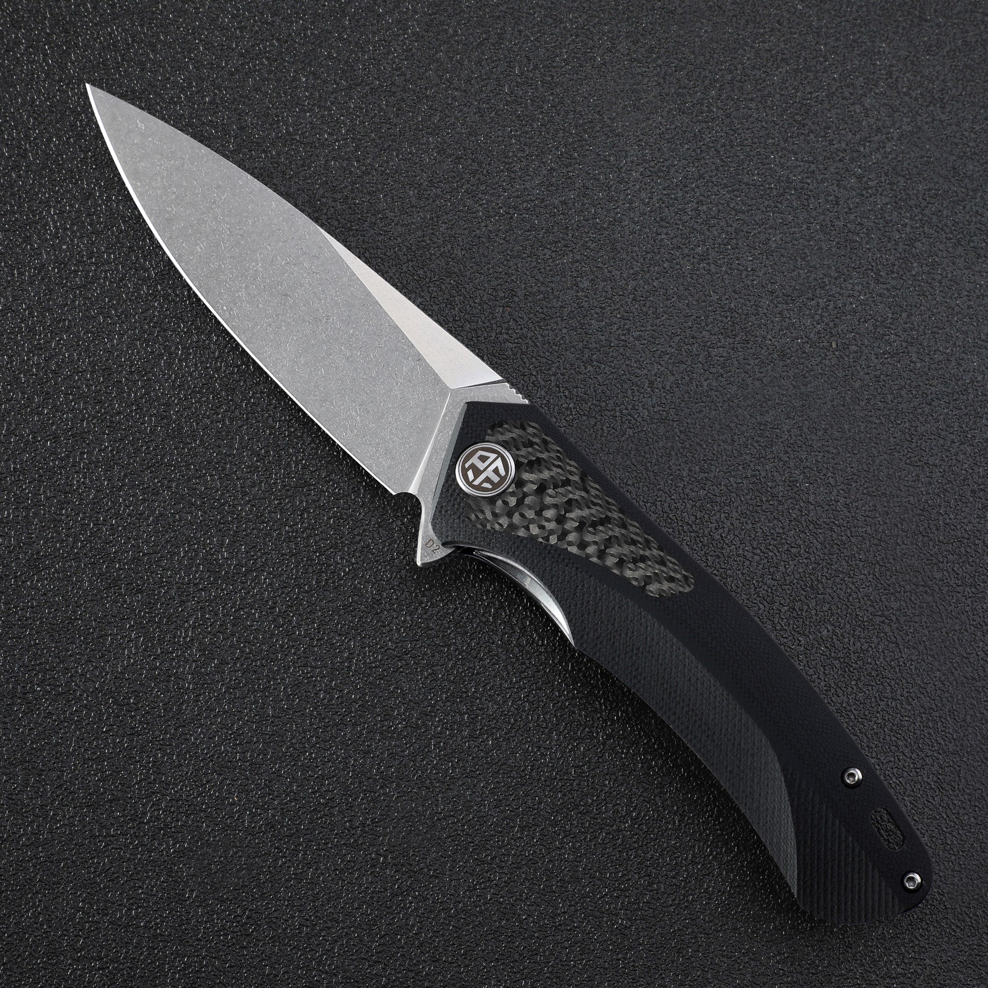 Petrified Fish PF838 Pub,3.74"D2 Steel Blade,Carbon Fiber&G10 Handle, Flipper Liner lock Folding knife