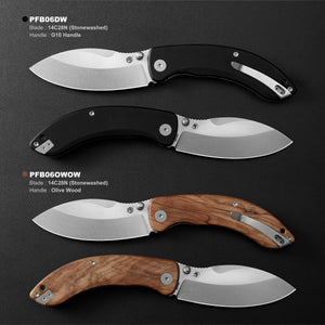 Petrified Fish PFB06 - Zonda, 3.74" 14C28N Steel Blade, G10/Wood Handle, Liner Lock Folding knife