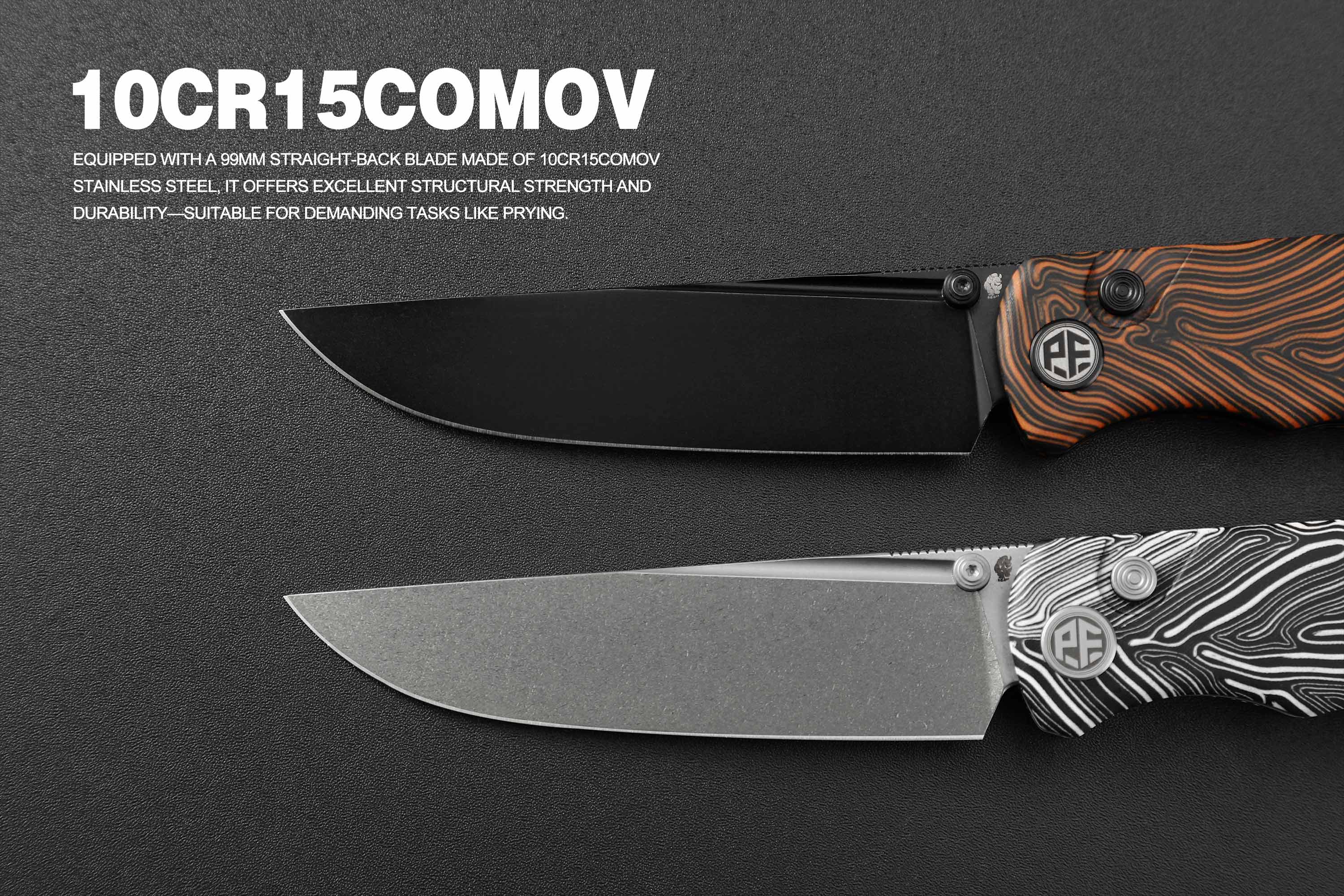 Petrified Fish PFP14 - Lis, 3.90" 10Cr15CoMov Steel Blade, G10 Handle, Button Lock Folding knife