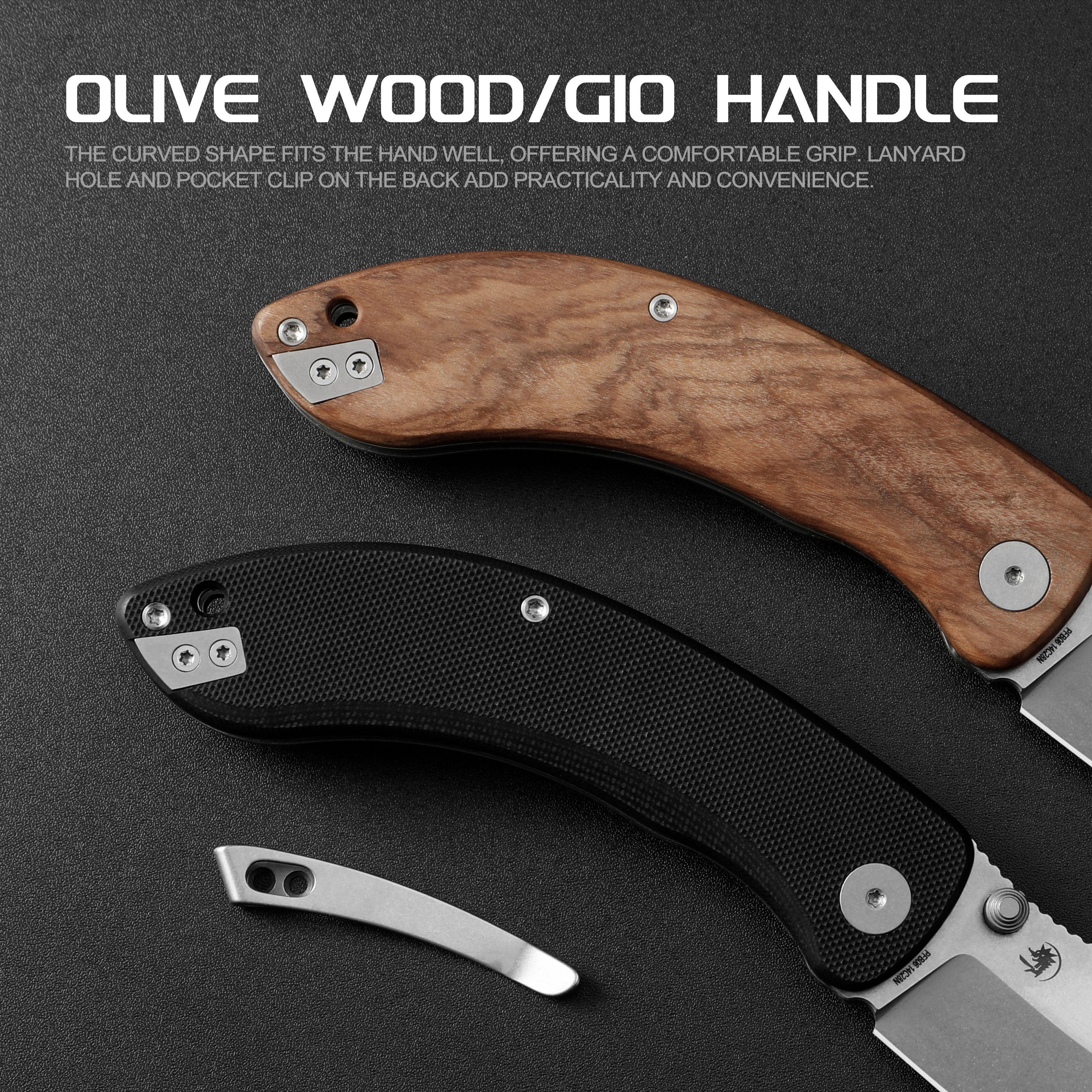 Petrified Fish PFB06 - Zonda, 3.74" 14C28N Steel Blade, G10/Wood Handle, Liner Lock Folding knife