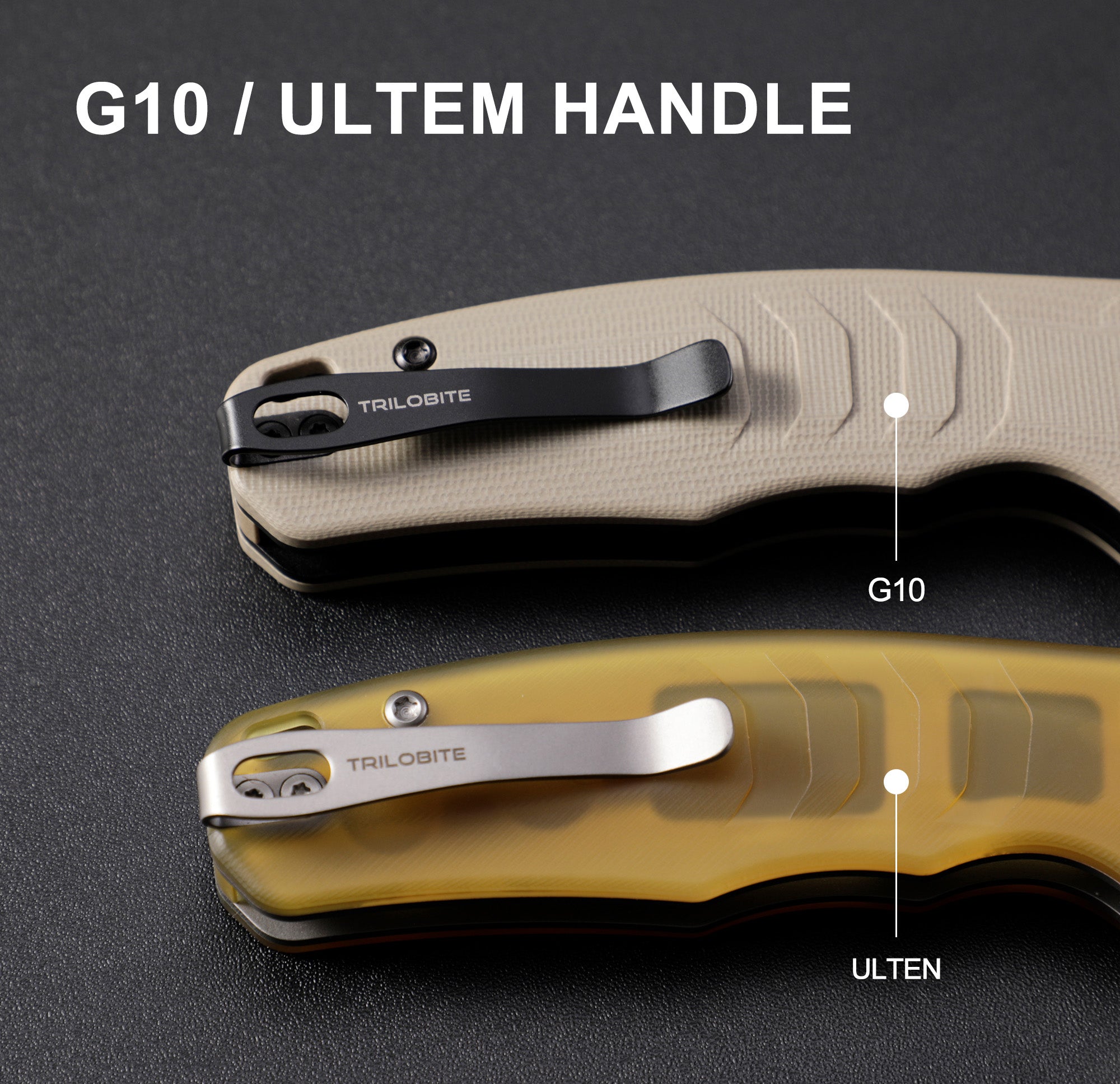 Petrified Fish PFE17-Trilobite , 3.03" 14C28N Steel Blade, G10/ULTEM Handle, Flipper Button lock Folding knife