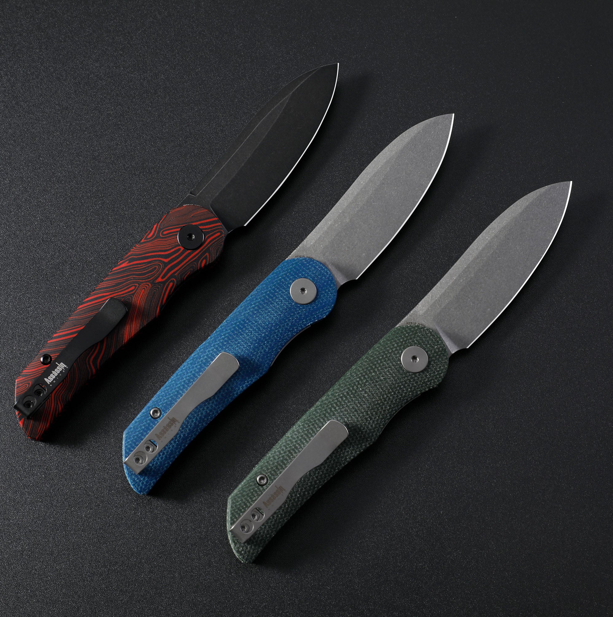 Petrified Fish PFE16 Elcamino , 3.15" N690 Steel Blade, Micarta/Gmascus/Aluminum Handle, Front Flipper Liner lockFolding knife