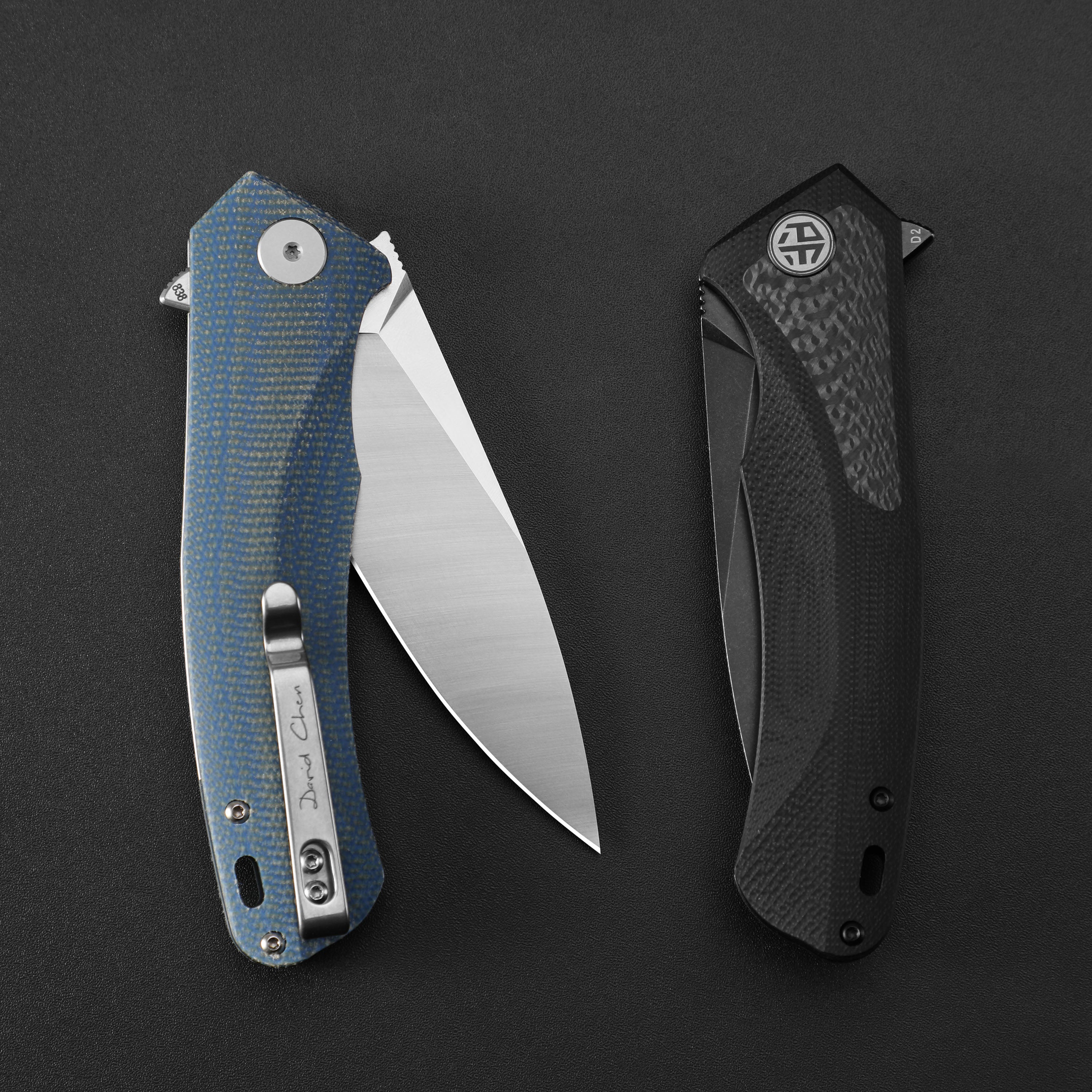 Petrified Fish PF838 Pub,3.74"D2 Steel Blade,G10/Micarta/G10+Carbon Fiber Handle, Flipper Liner lock Folding knife