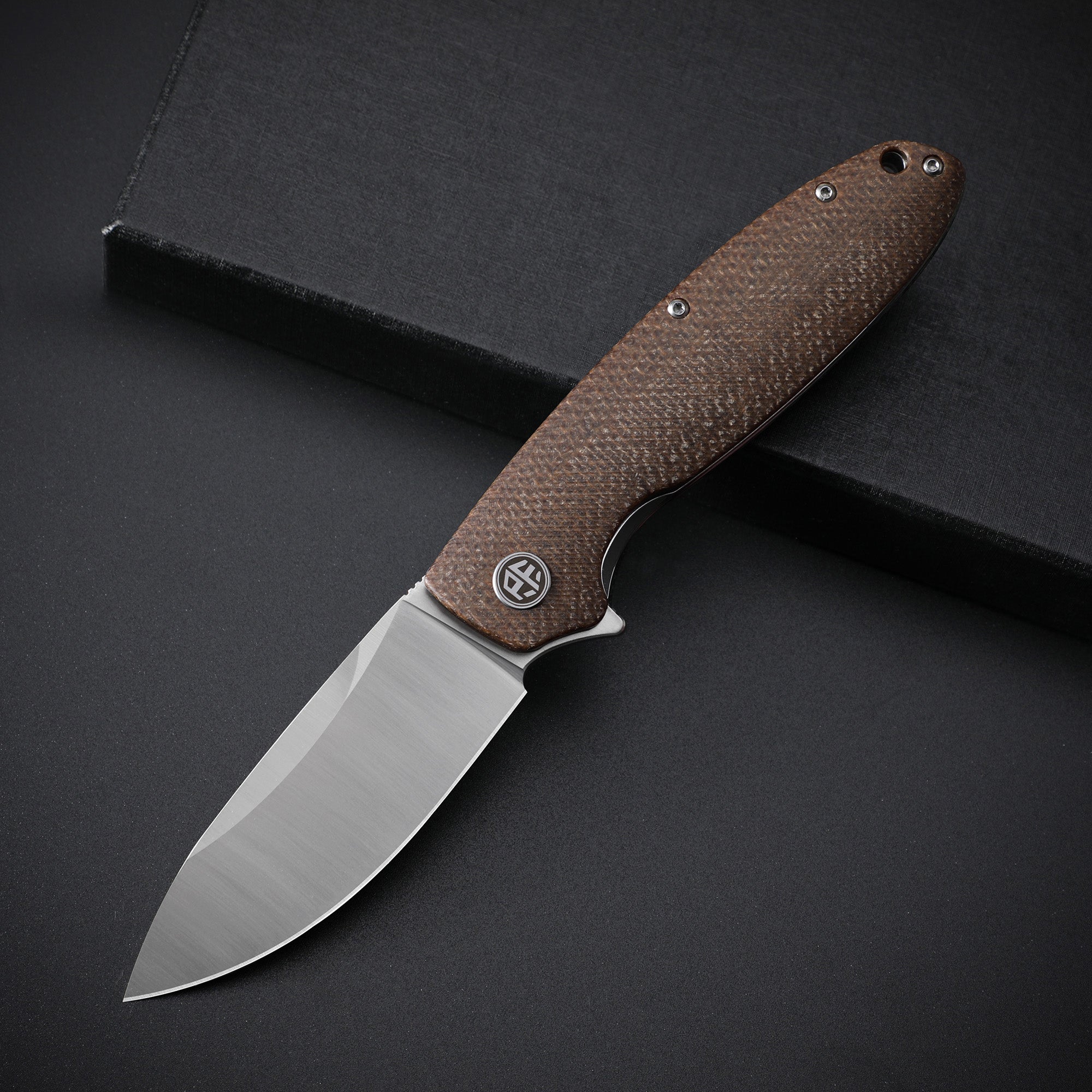 Petrified Fish PFB01 Terra ,3.54" D2 Blade, Gmascus/G10/Micarta Handle Flipper Liner lock Folding knife