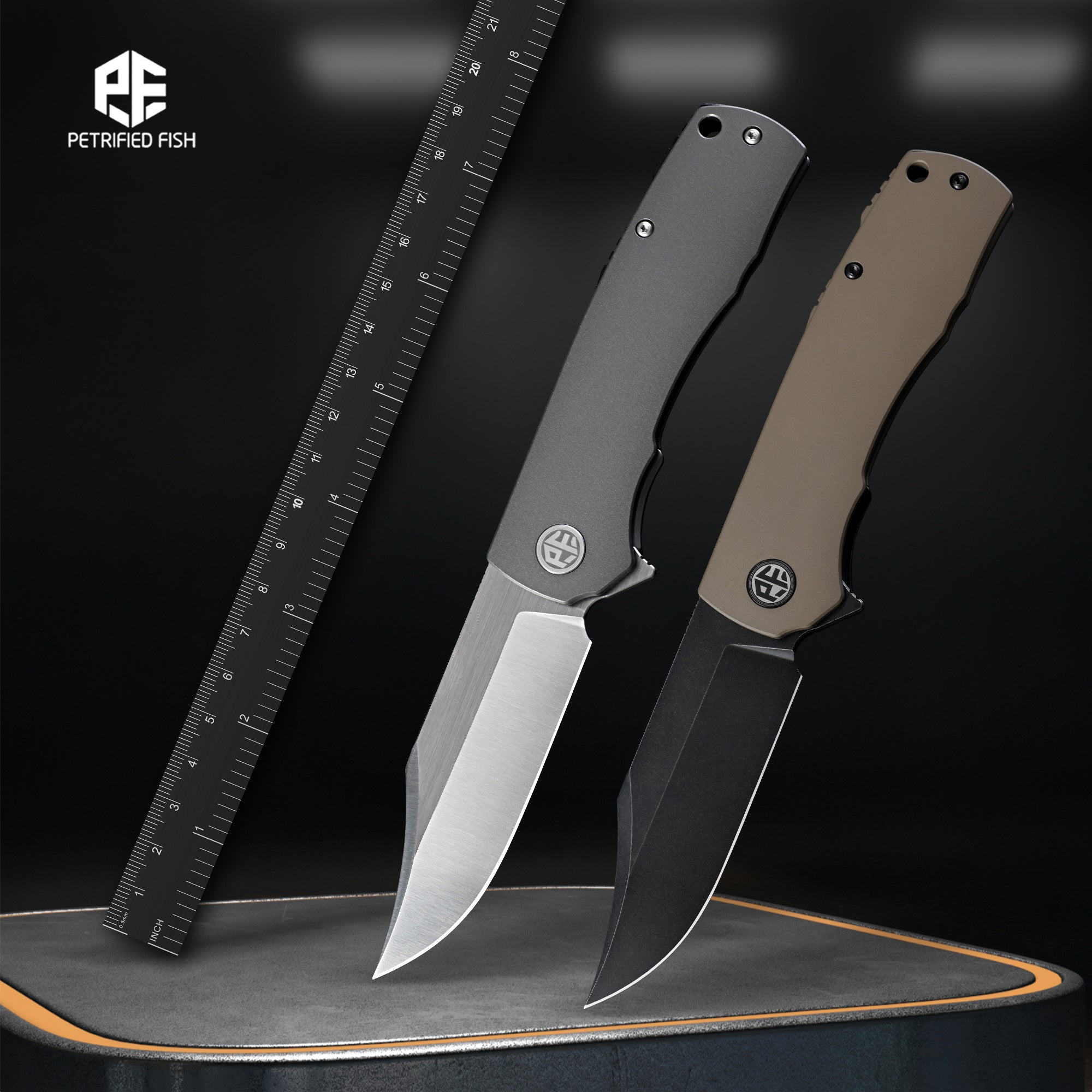 Petrified Fish PFP03 Victor, 3.58" 154CM Steel Blade, Aluminium Handle,Flipper Liner lock Folding knife