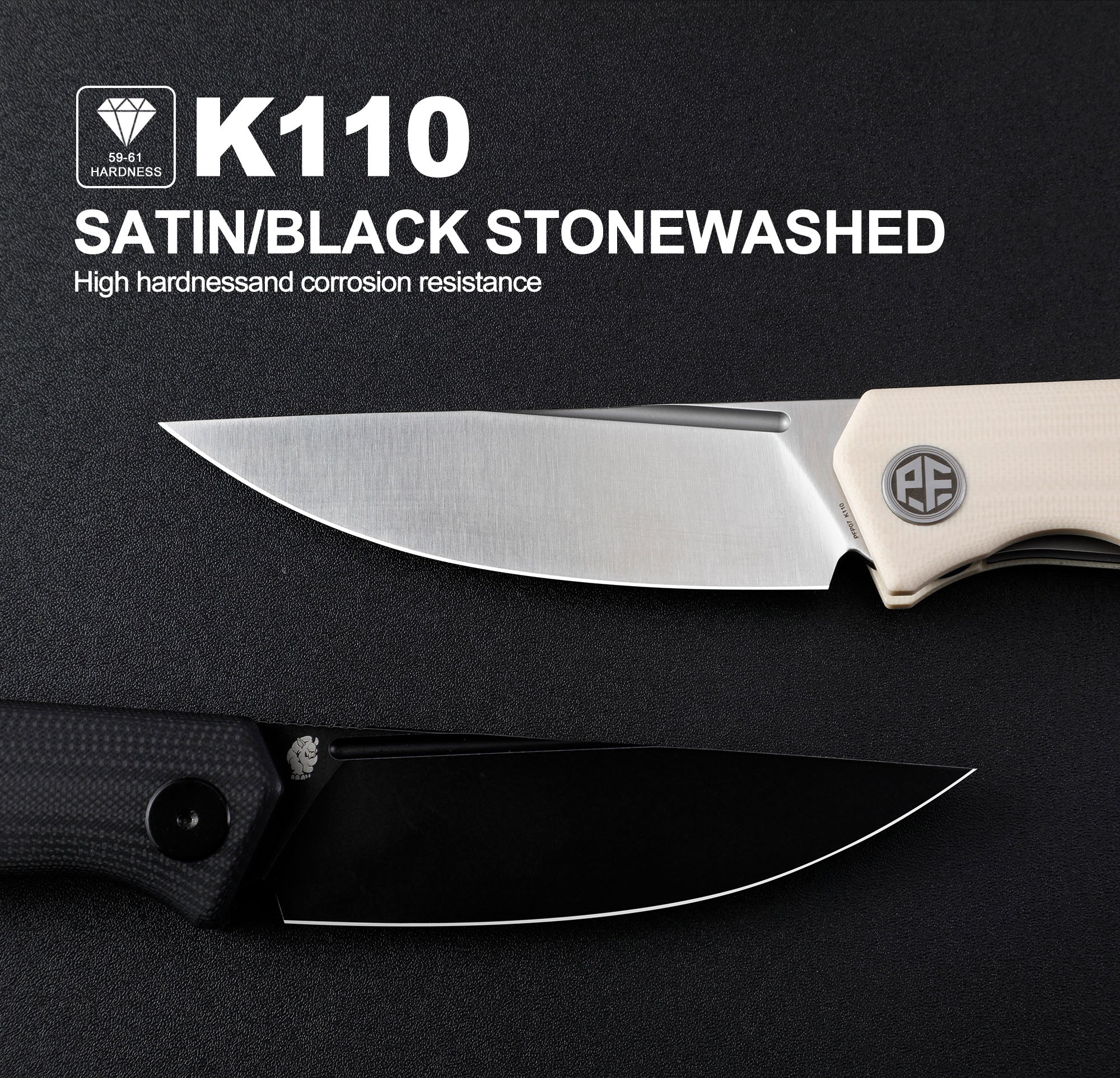 Petrified Fish PFP07 Viking  ,3.62" K110 Satin Blade, 123g G10 Handle Front Flipper Liner lock Folding knife