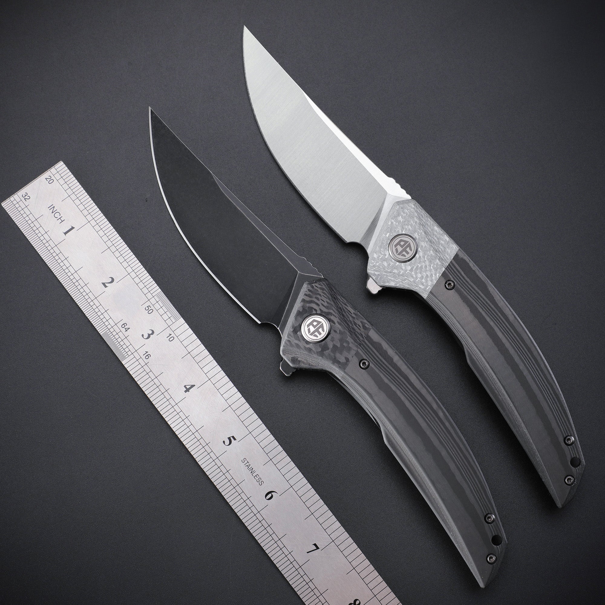 Petrified Fish PFP05 Deepsea ,3.66” K110 Blade,Carbon fiber/Micarta/Carbon fiber&G10 Handle Flipper Liner lock Folding knife