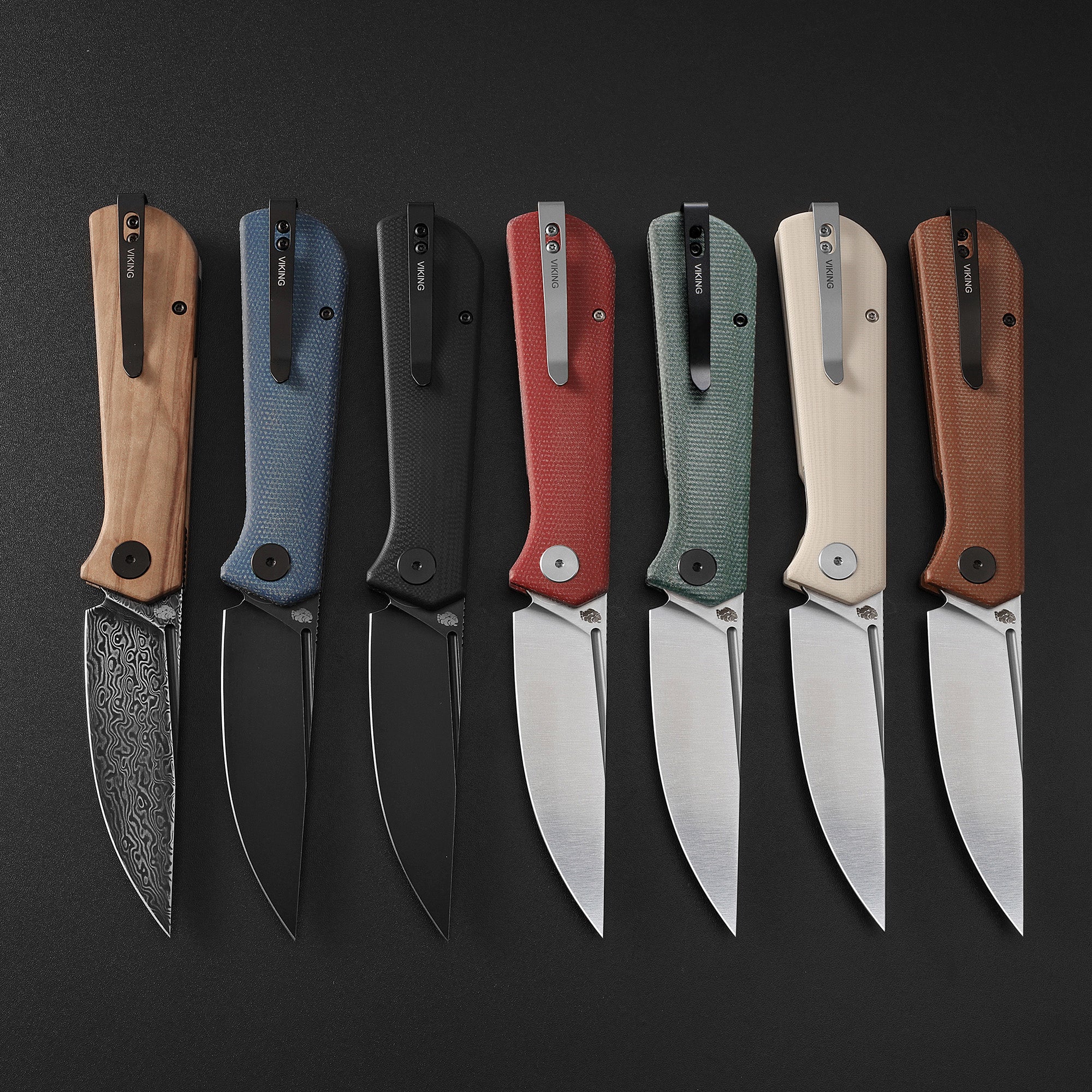 Petrified Fish PFP07 Viking  ,3.62" K110/Damascus Blade, G10/Micarta/Wood Handle Front Flipper Liner lock Folding knife