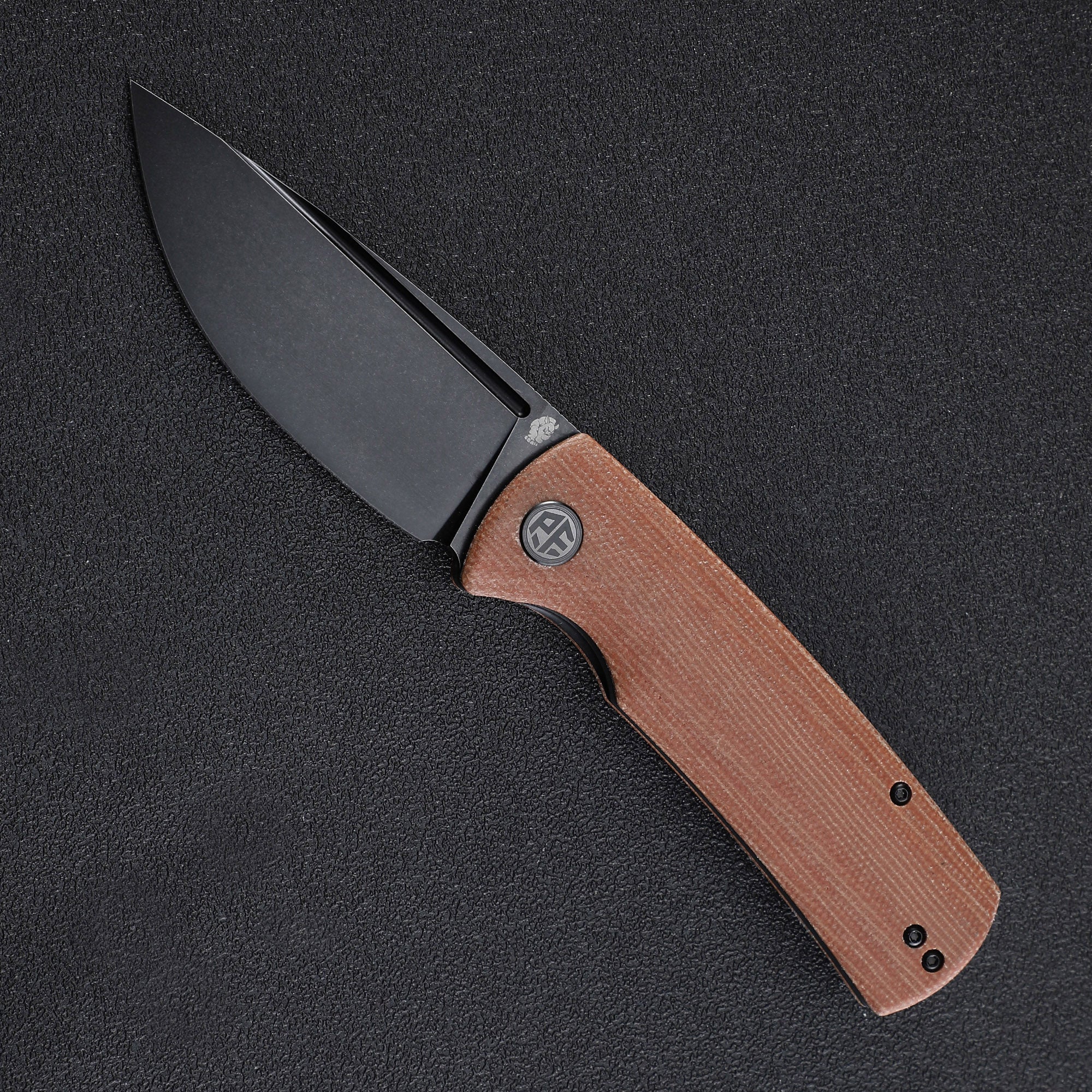 Petrified Fish PFP01 Beluga ,3.62" K110 Black Sand blasting Blade,159g/142g  G10/Micarta Handle Front Flipper Liner lock Folding knife